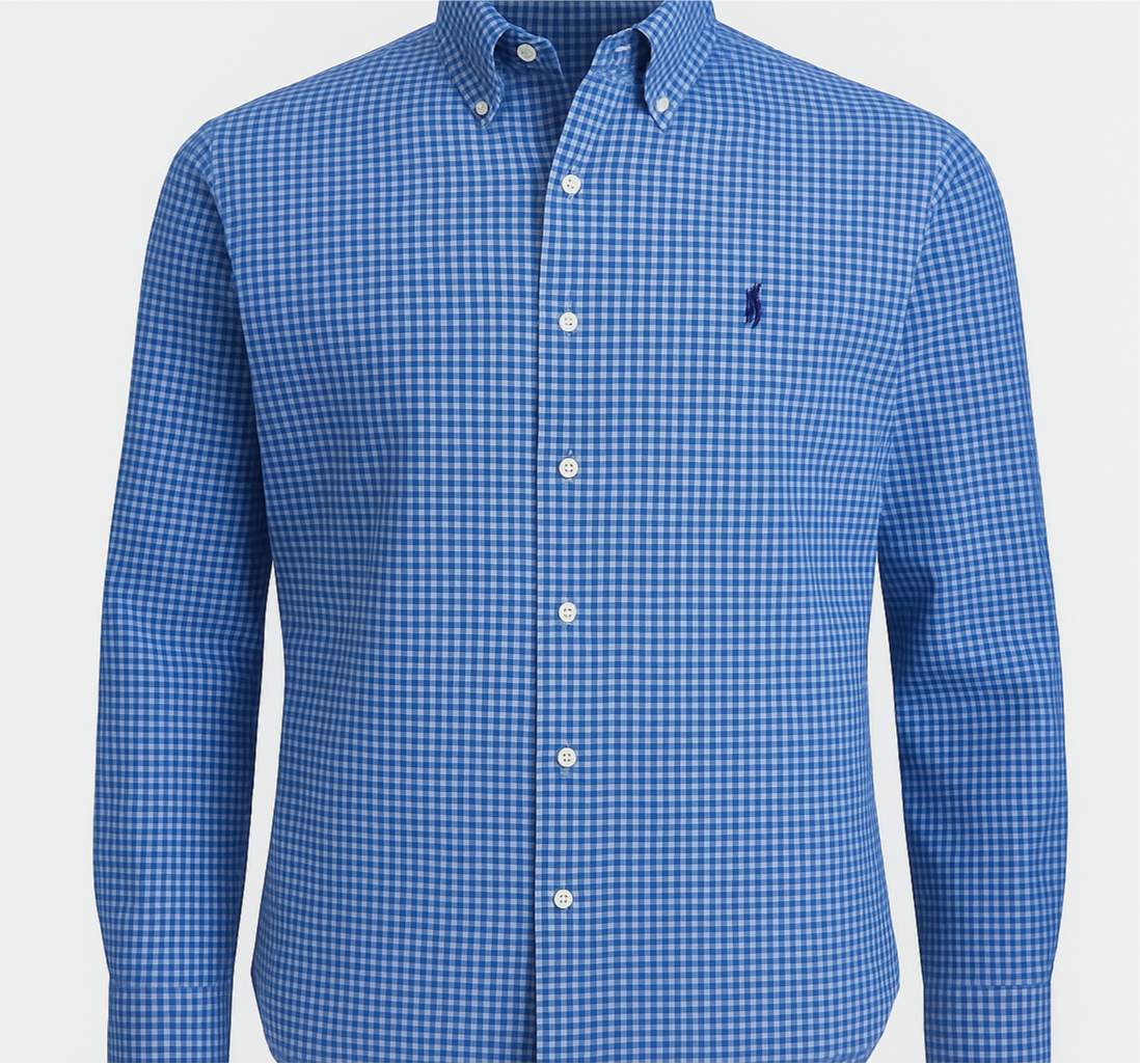 Camisa de botones Polo Ralph Lauren 🏇🏼 color azul de cuadros en color azul navy y blanco Talla S Entalle Regular