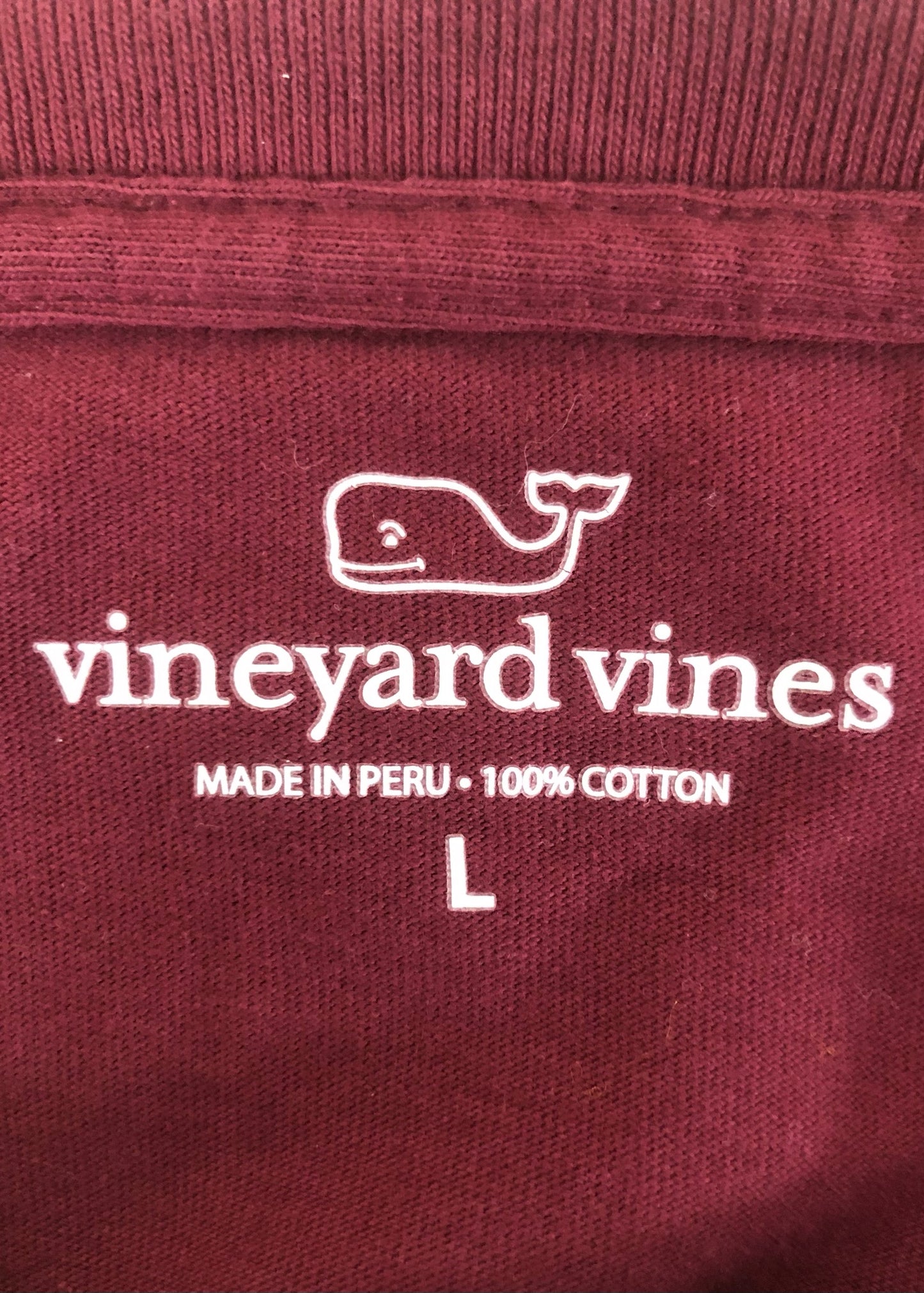 Camiseta de bolsillo Vineyard Vines 🐳 color rojo oscuro con Diseño de ballena Talla Large