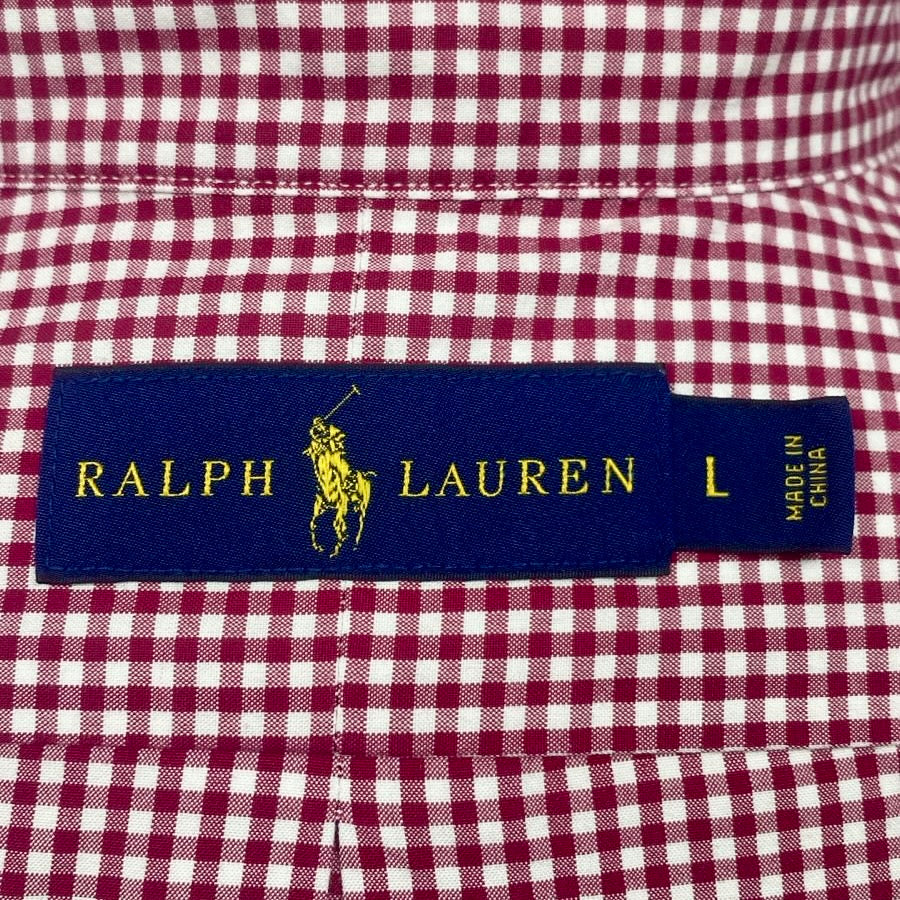 Camisa Polo Ralph Lauren 🏇🏼 con patron de cuadros gingham rojo y blanco Talla L Entalle Regular