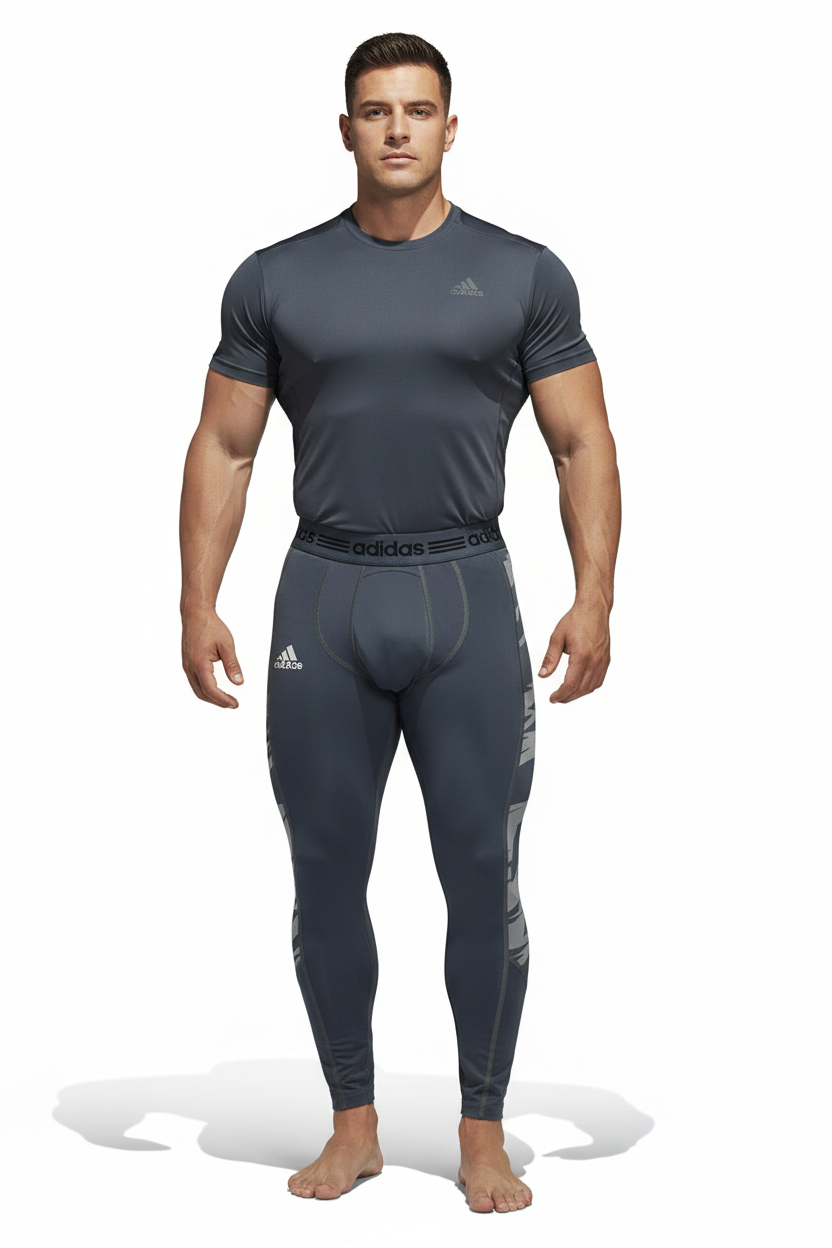 Malla de entrenamiento licra Adidas 🏃🏻 Dry-Fit para hombre en Color negro y cintura gris Talla M