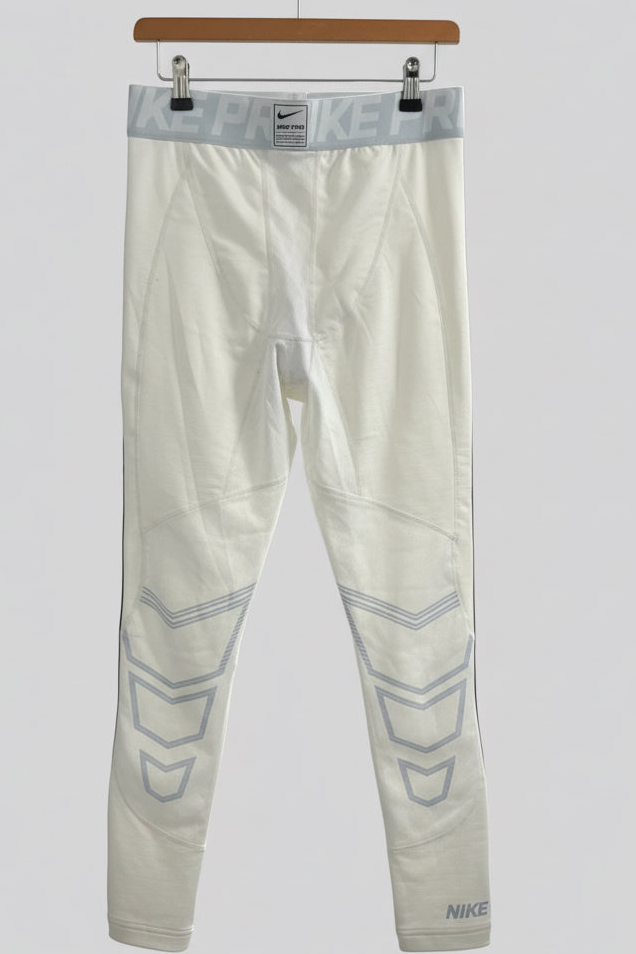 Malla de entrenamiento licra Nike ✔️ Pro Dri-FIT para hombre en Color blanco cintura gris Talla M