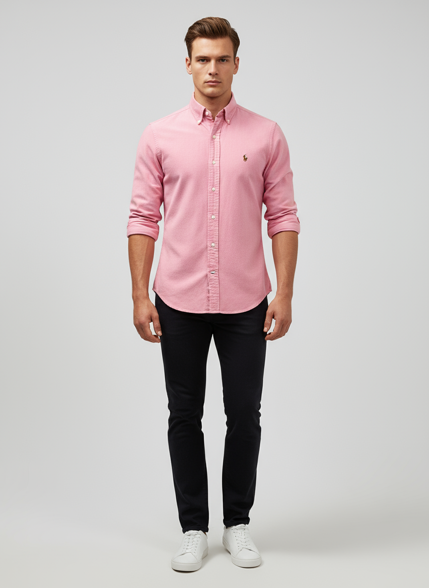 Camisa de botones Polo Ralph Lauren 🏇🏼 Oxford en color rosado Talla M Entalle Slim Fit