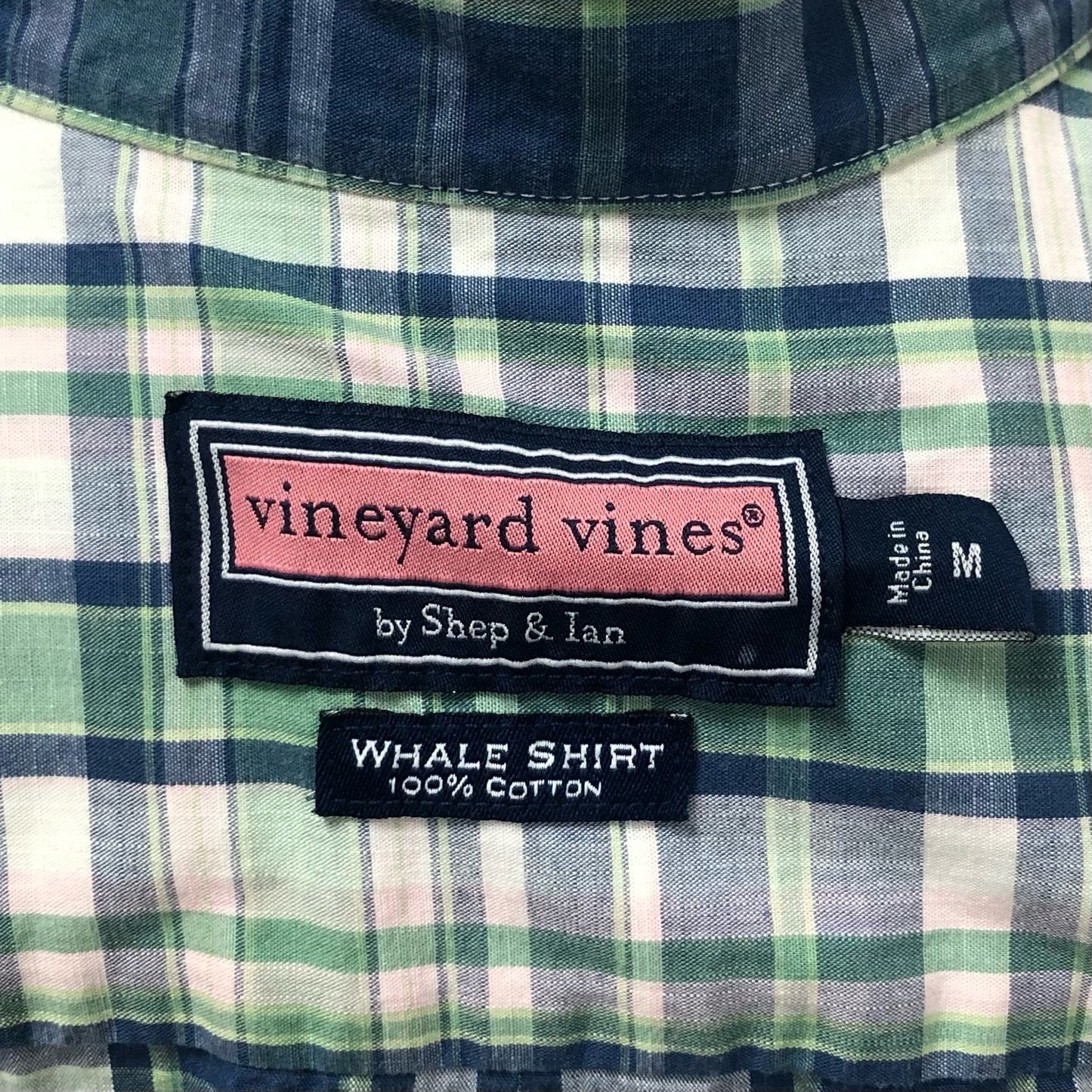 Camisa de botones Vineyard Vines 🐳 color blanco de cuadros tartán en verde y azul Talla L Entalle Regular