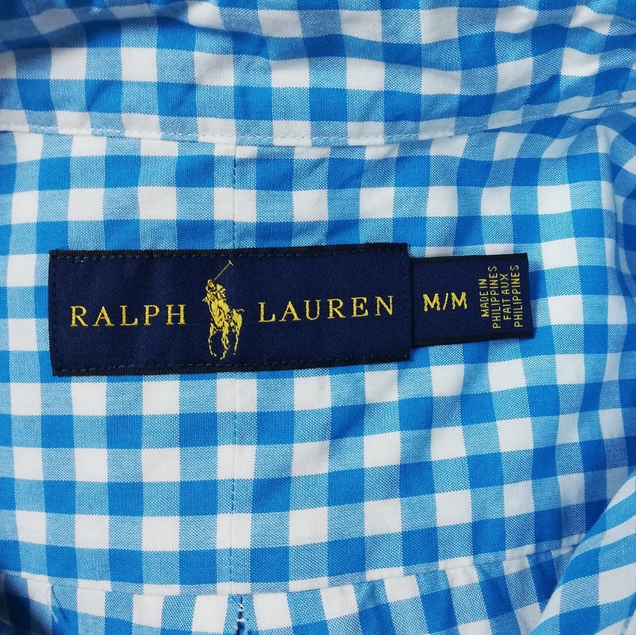 Camisa Polo Ralph Lauren 🏇🏼 con patrón de cuadros gingham turquesa y blanco Talla M Entalle Regular