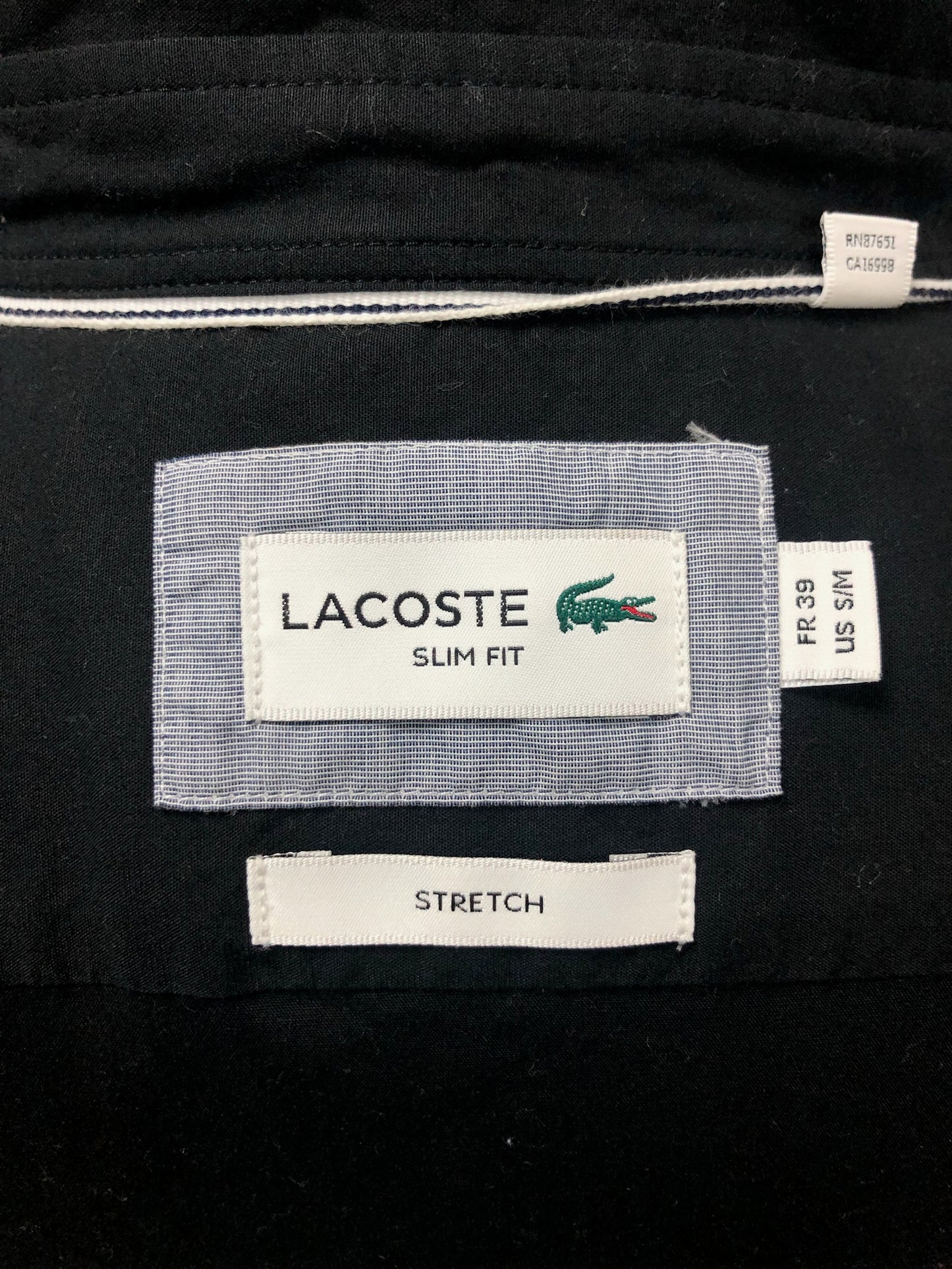 Camisa de botones Lacoste 🐊 color negro Talla S Entalle Slim Fit