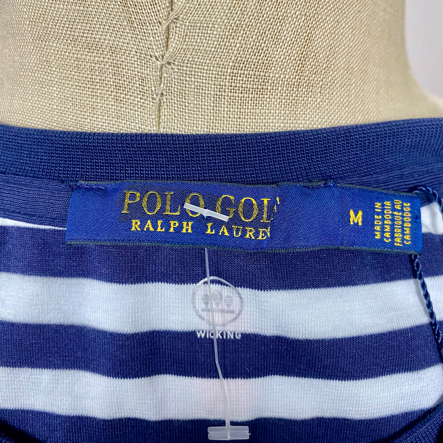 Camiseta cuello redondo de mujer Polo Ralph Lauren 🏇🏼 de rayas en color azul navy y blanco con diseño Love Talla M Entalle Regular