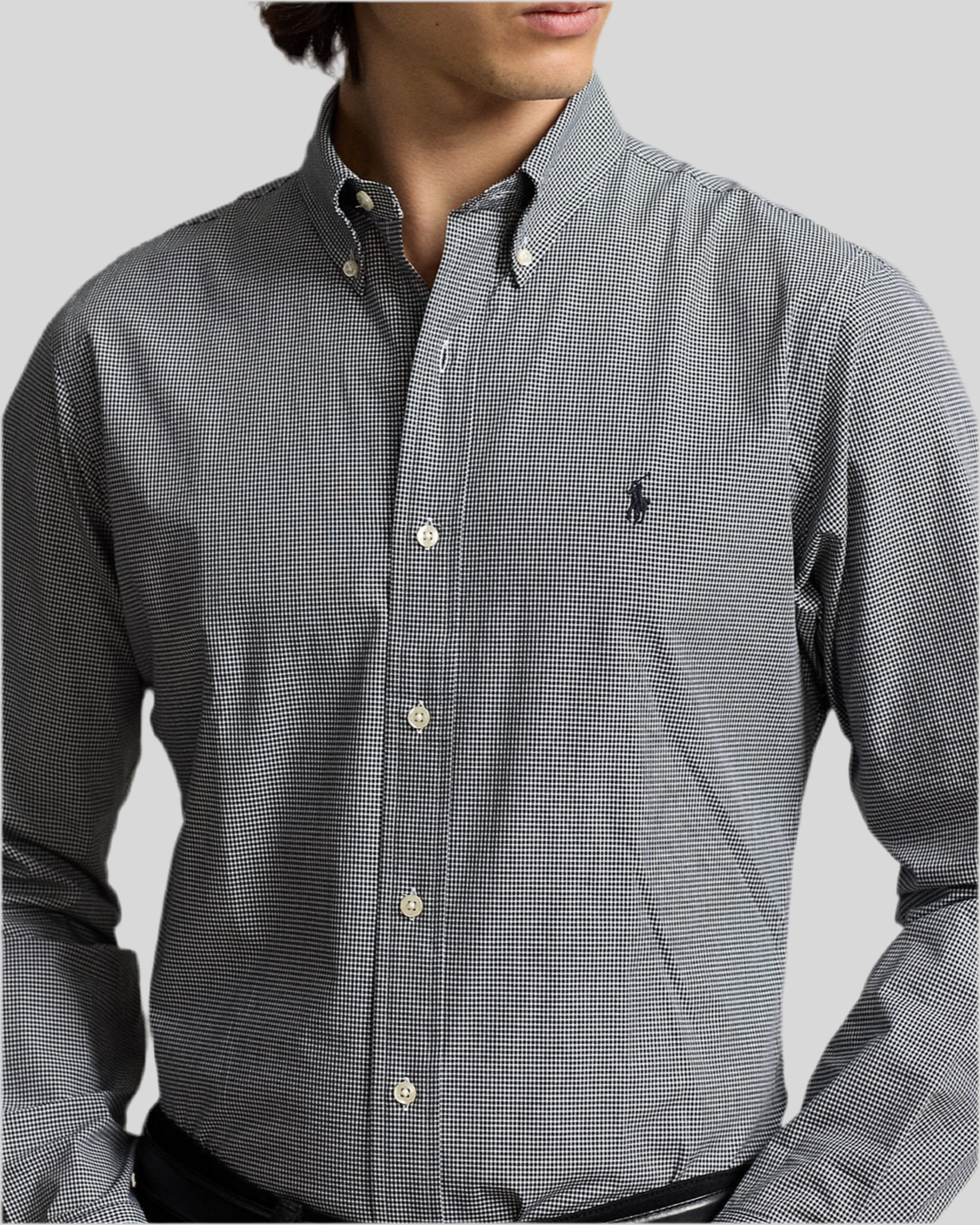 Camisa Polo Ralph Lauren 🏇🏼 con patron de cuadros negro y blanco Talla L Entalle Regular