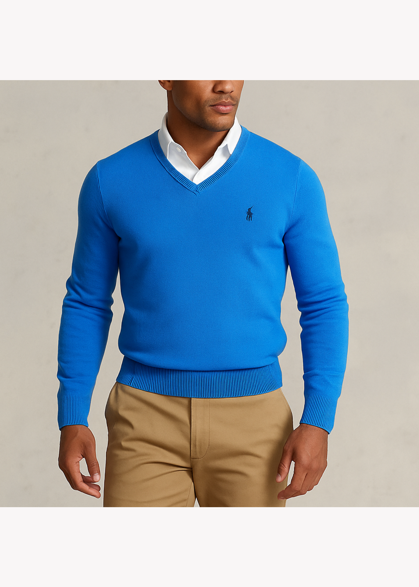 Sueter Jersey con cuello V Polo Ralph Lauren 🏇🏼 color azul claro Talla S