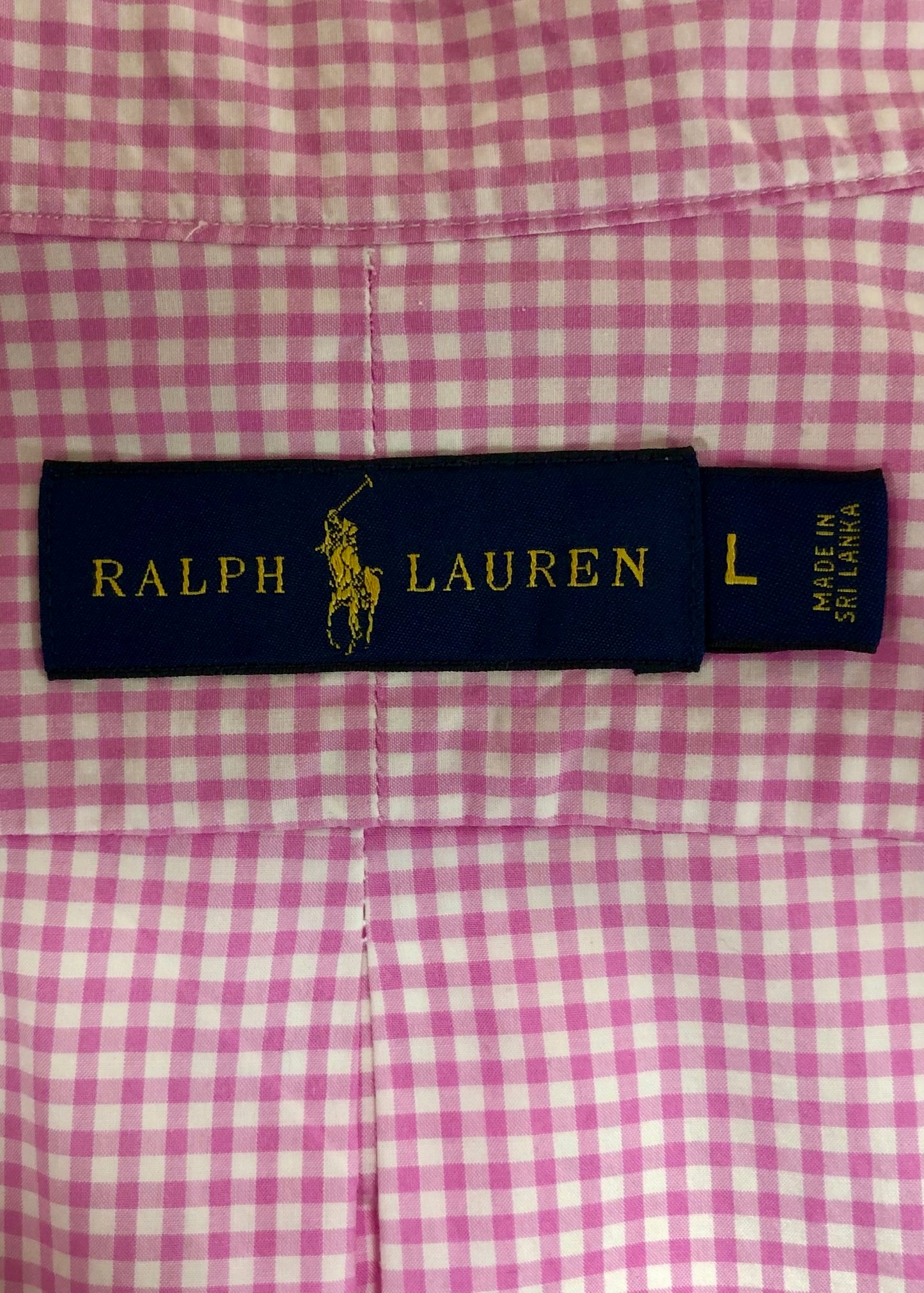 Camisa Polo Ralph Lauren 🏇🏼 de cuadros gingham rosado y blanco Talla L Entalle Regular