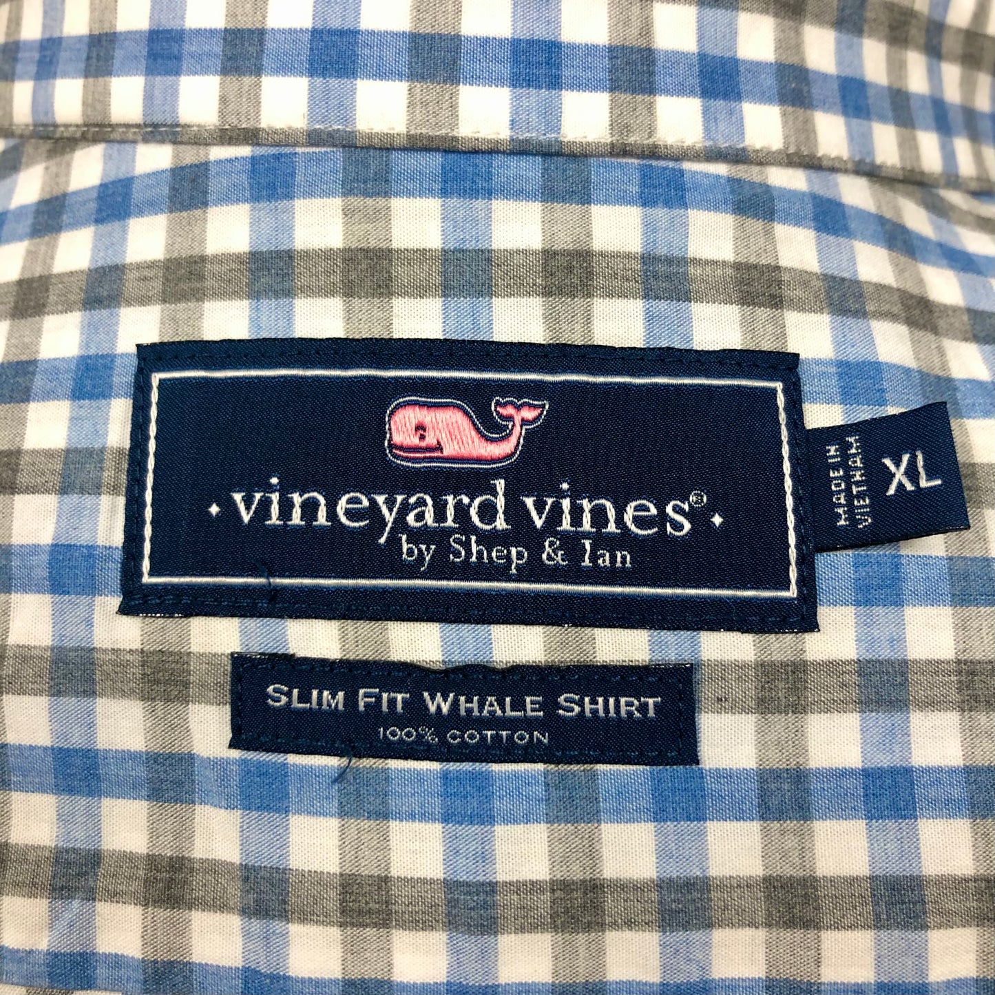 Camisa de botones Vineyard Vines 🐳 color blanco de cuadros en kaki y azul Talla XL Entalle Slim Fit