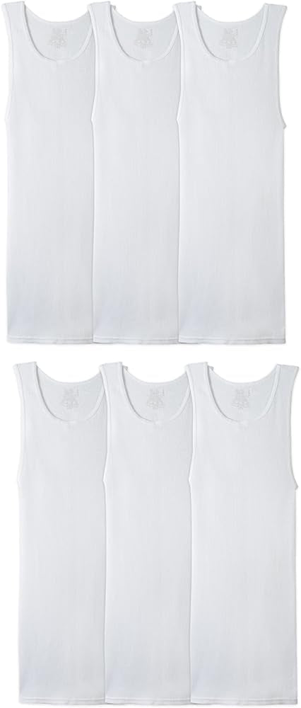 Paquete de 6 Camisetas sin mangas Fruit of the Loom 🍎 Tela de algodón color blanco Talla L