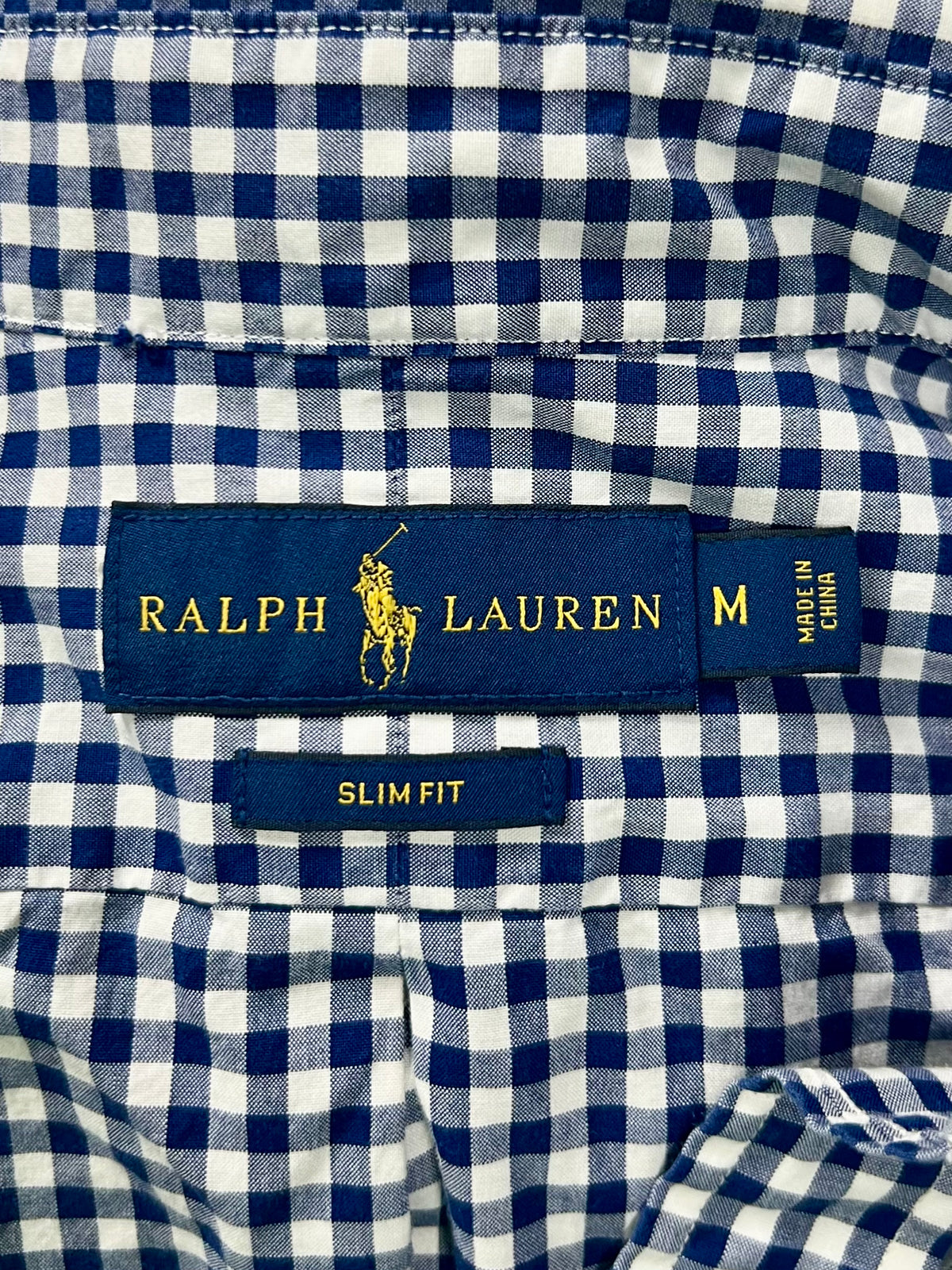 Camisa Polo Ralph Lauren 🏇🏼 de cuadros gingham azul navy y blanco Talla M Entalle Slim Fit