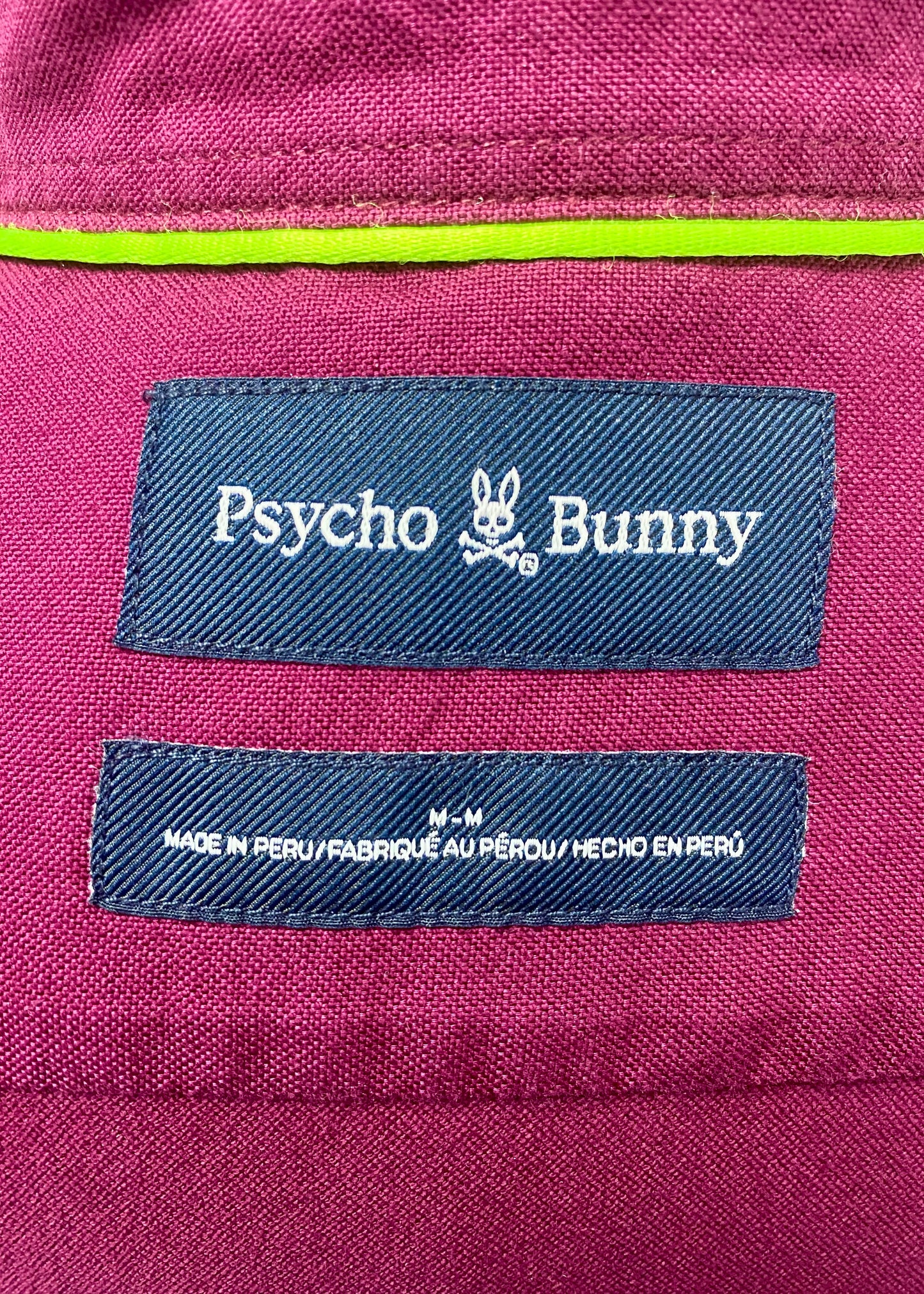 Camisa de botones Psycho Bunny 🐰 Oxford Color rojo oscuro con logo tradicional Talla M Entalle Regular