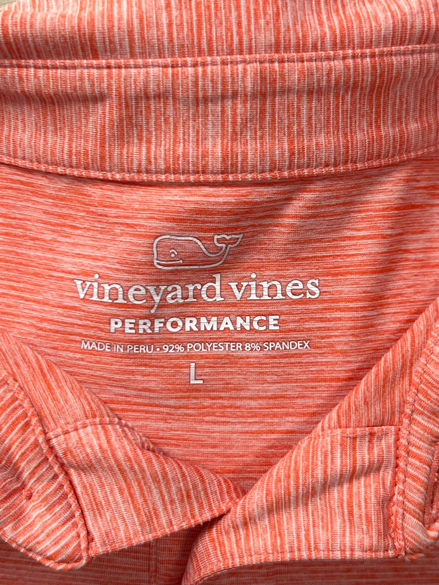 Camiseta Polo Vineyard Vines 🐳 Performance con rayas en naranja y blanco Talla L Entalle Regular