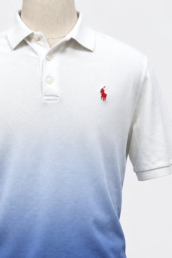 Camiseta Polo Ralph Lauren 🏇🏼 con diseño degradado en blanco y azul Talla L Entalle Clásico (ver descripción)