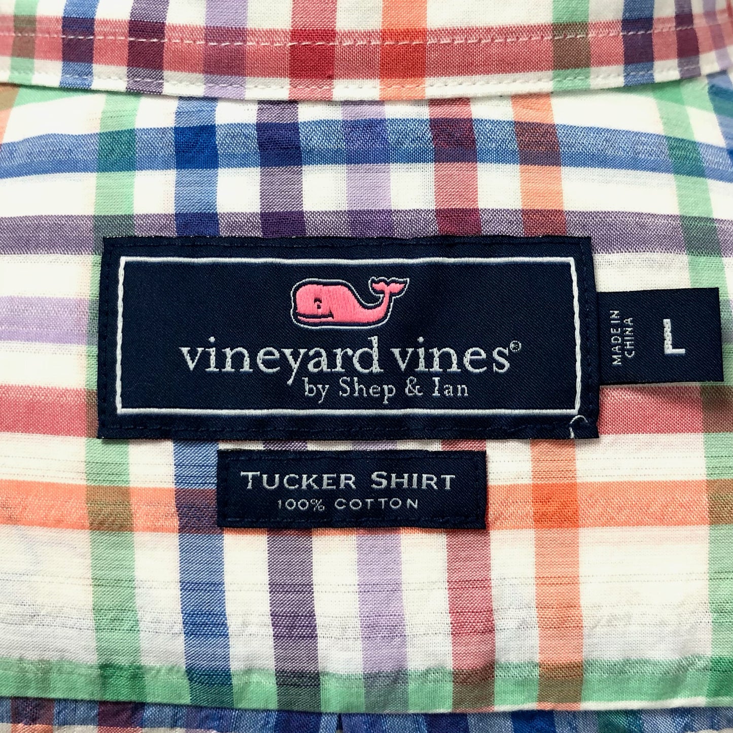 Camisa de botones Vineyard Vines 🐳 color blanco de cuadros multicolor Talla L Entalle Regular