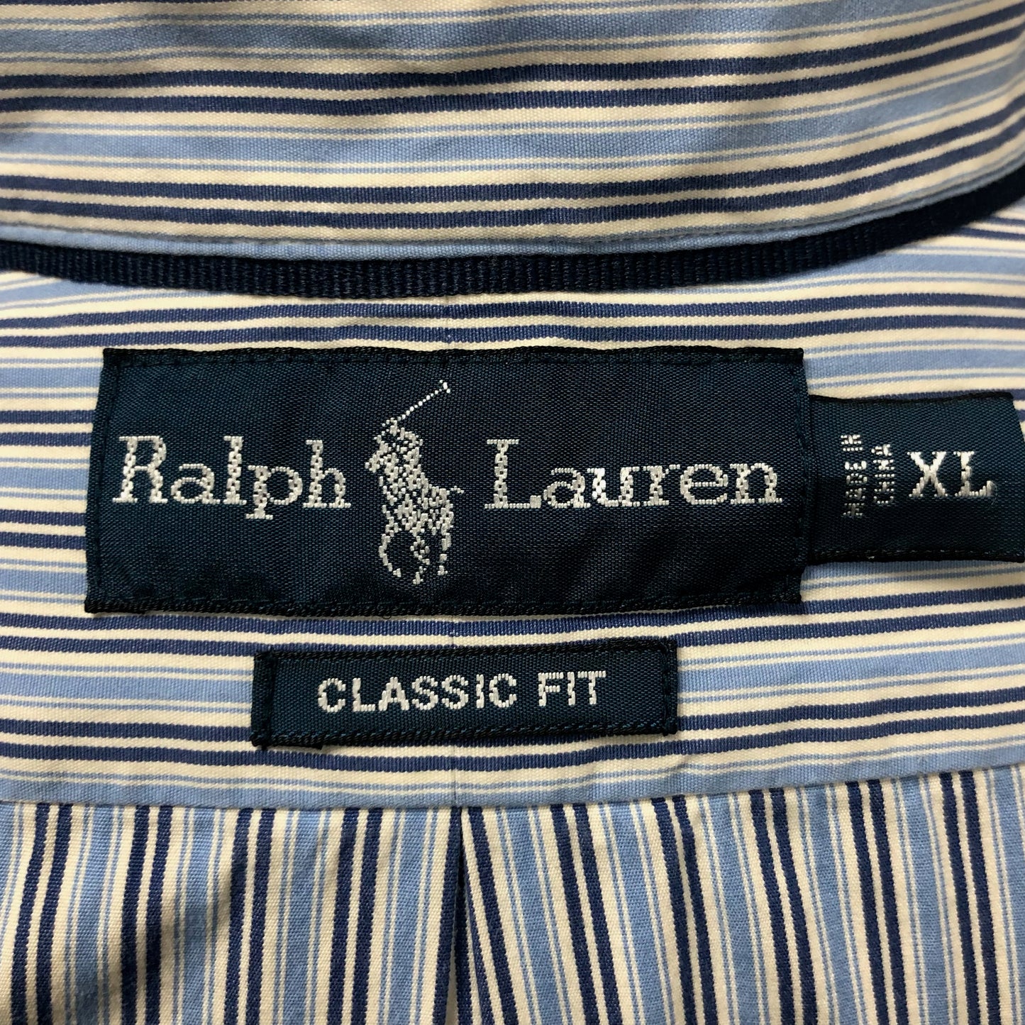 Camisa de botones Polo Ralph Lauren 🏇🏼 de rayas en color celeste, azul navy y blanco Talla XL Entalle Clásico