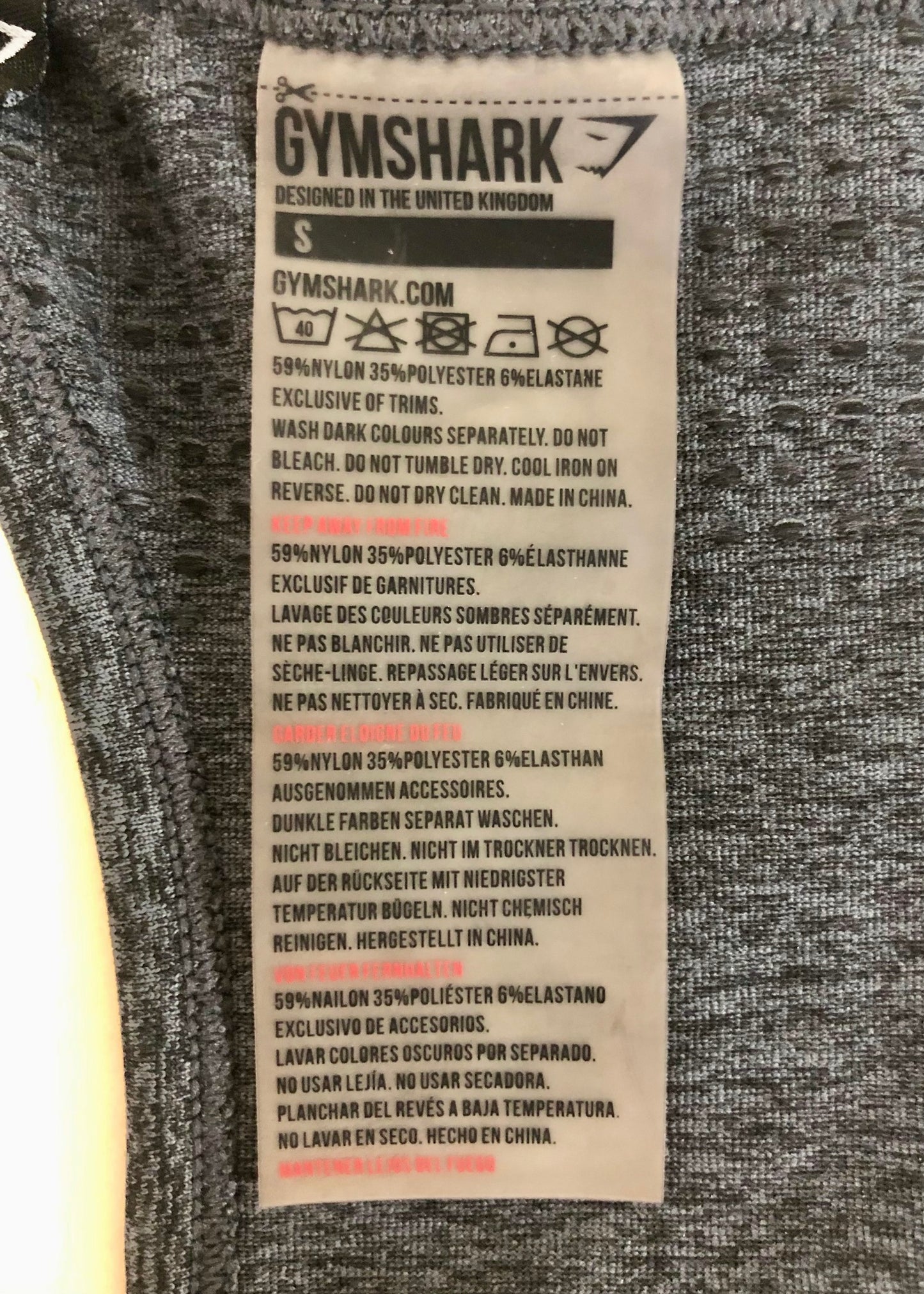 Camiseta sin mangas de mujer Gymshark Performance en color gris oscuro Talla S
