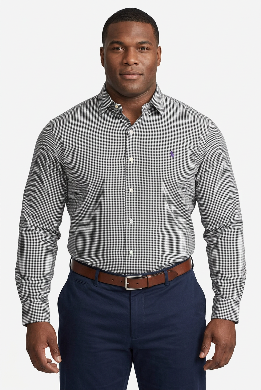 Camisa de botones Polo Ralph Lauren 🏇🏼 de cuadros finos en negro y blanco Talla XL Entalle Regular