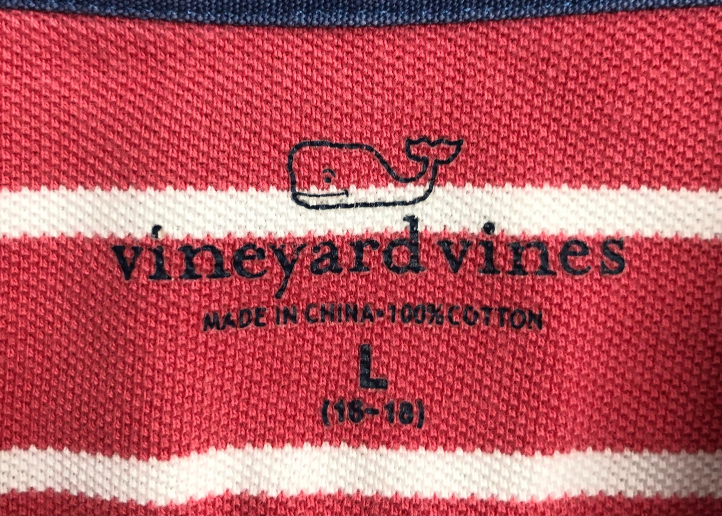 Camiseta Polo de niño Vineyard Vines 🐳 color rojo con rayas blancas Talla L (16) Entalle Regular