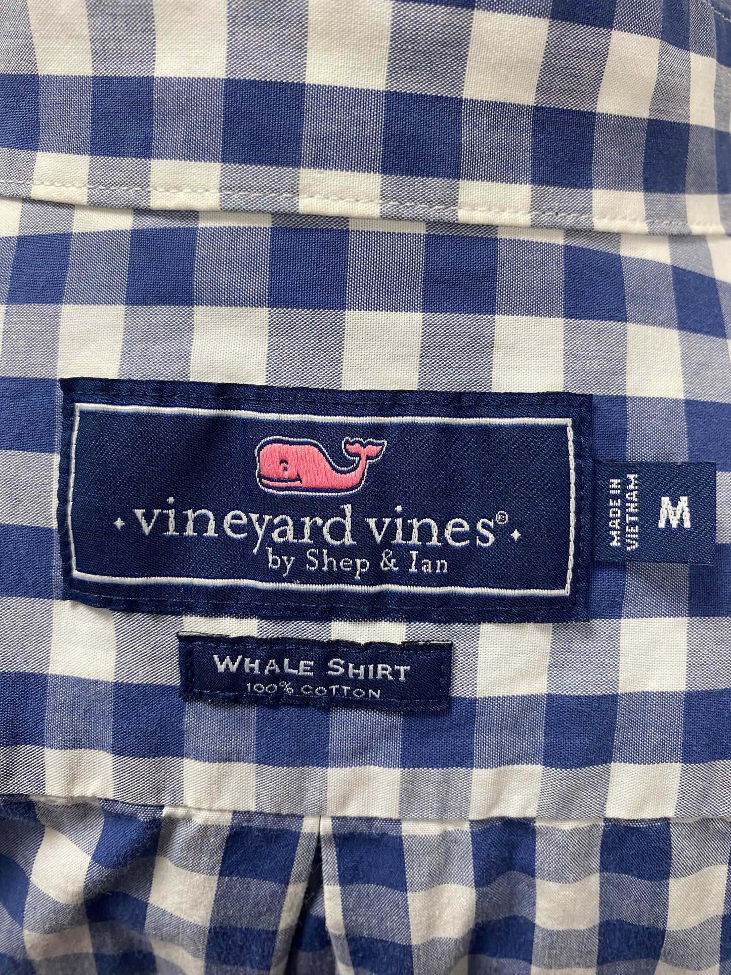Camisa Vineyard Vines 🐳 con patron cuadros en color azul y blanco Talla M Entalle Regular