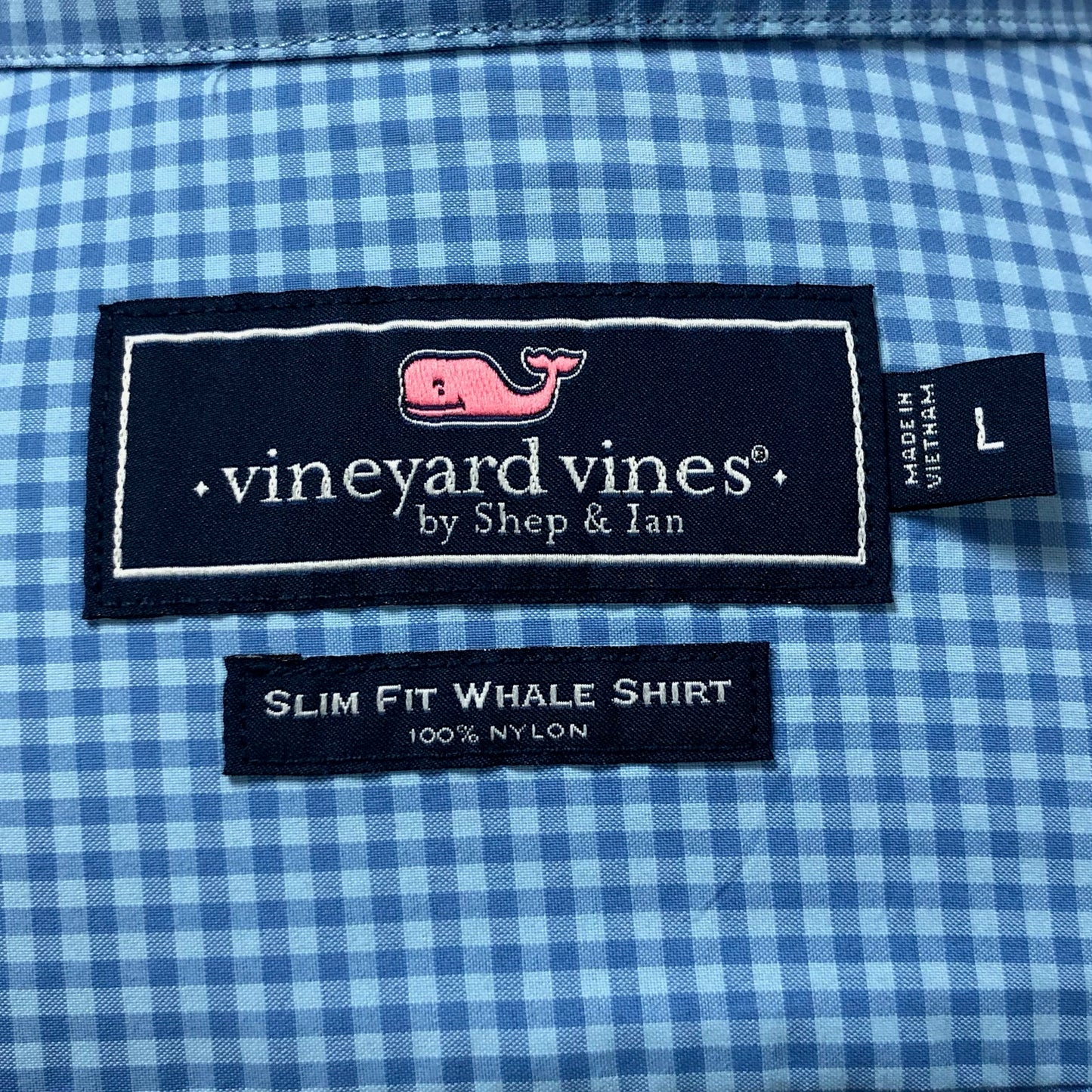 Camisa de botones Vineyard Vines 🐳 Performance de cuadros gingham en color azul y celeste Talla L Entalle Slim Fit