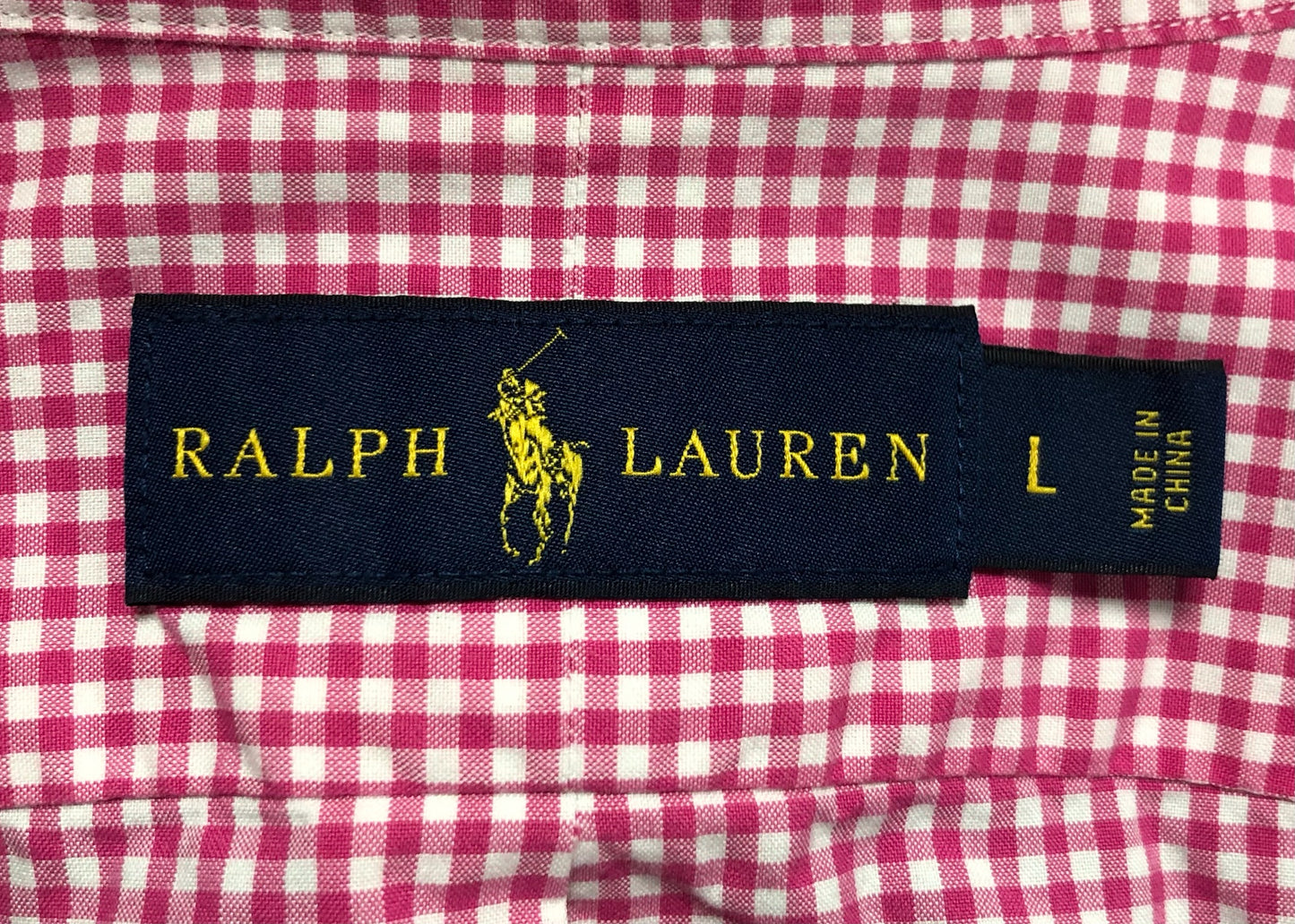 Camisa de botones Polo Ralph Lauren 🏇🏼 de cuadros gingham rosado intenso y blanco Talla L Entalle Regular
