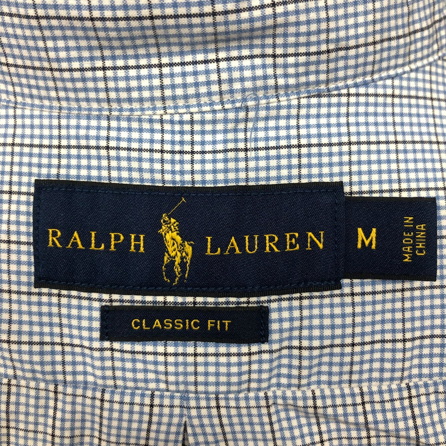 Camisa Polo Ralph Lauren 🏇🏼 con patron de cuadros finos celeste, azul y blanco Talla M Entalle Clásico