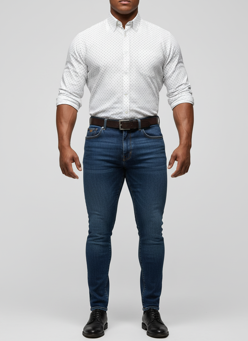 Camisa Brooks Brothers 🐑 seersucker color blanco con puntos en color azul navy Talla XXL Entalle Regular