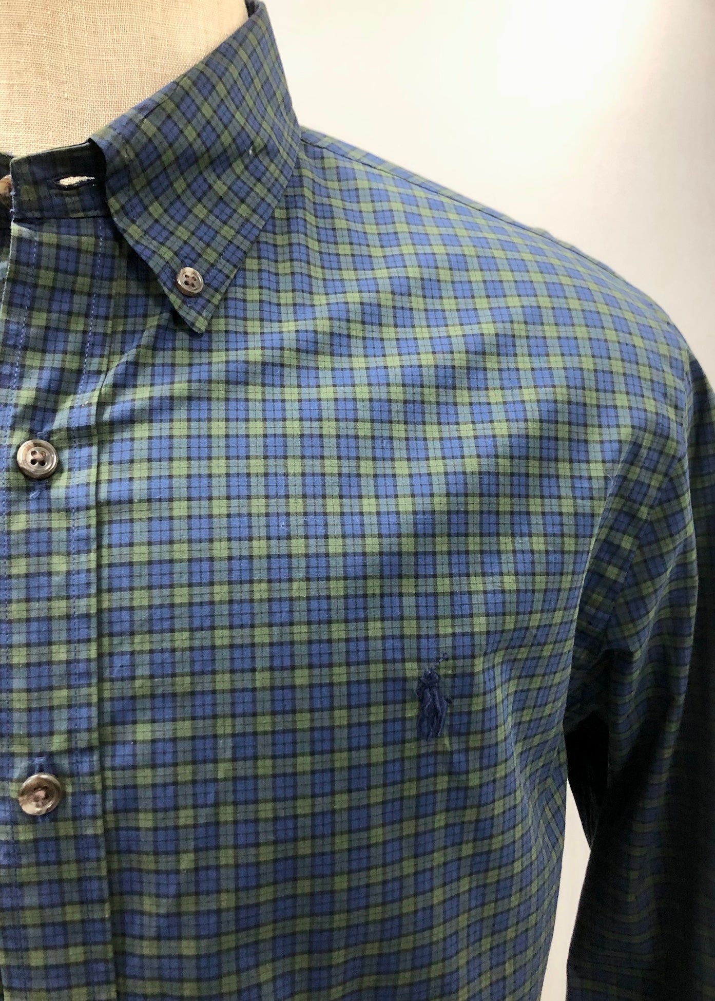 Camisa Polo Ralph Lauren 🏇🏼 de cuadros verde oscuro y azul navy Talla L Entalle Slim Fit