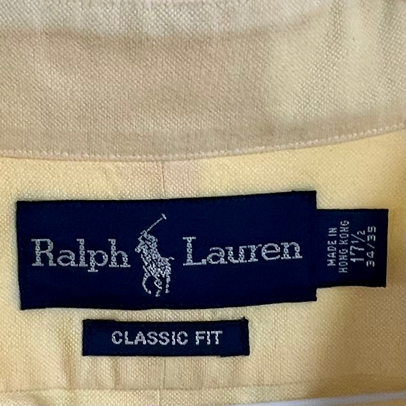 Camisa de botones Polo Ralph Lauren 🏇🏼 Oxford en color amarillo claro Talla XL Entalle Clásico