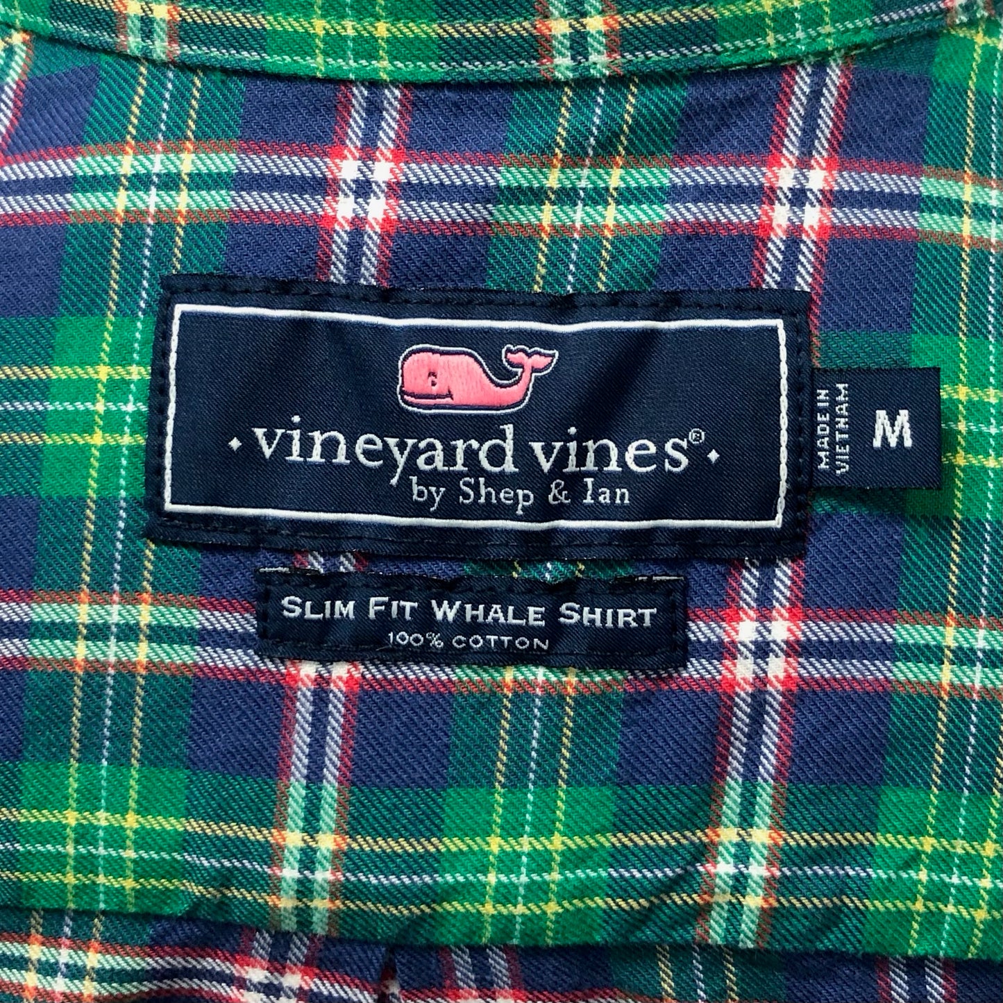 Camisa de botones Vineyard Vines 🐳 de cuadros en color azul, verde, rojo y blanco Talla M Entalle Slim Fit
