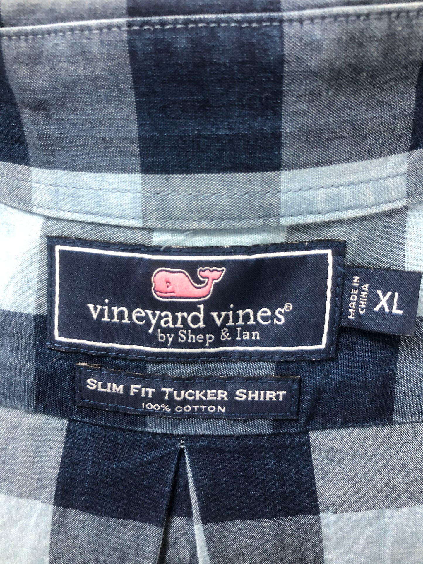 Camisa Vineyard Vines 🐳 con patrón de cuadros en color azul y celeste Talla L Entalle Slim Fit
