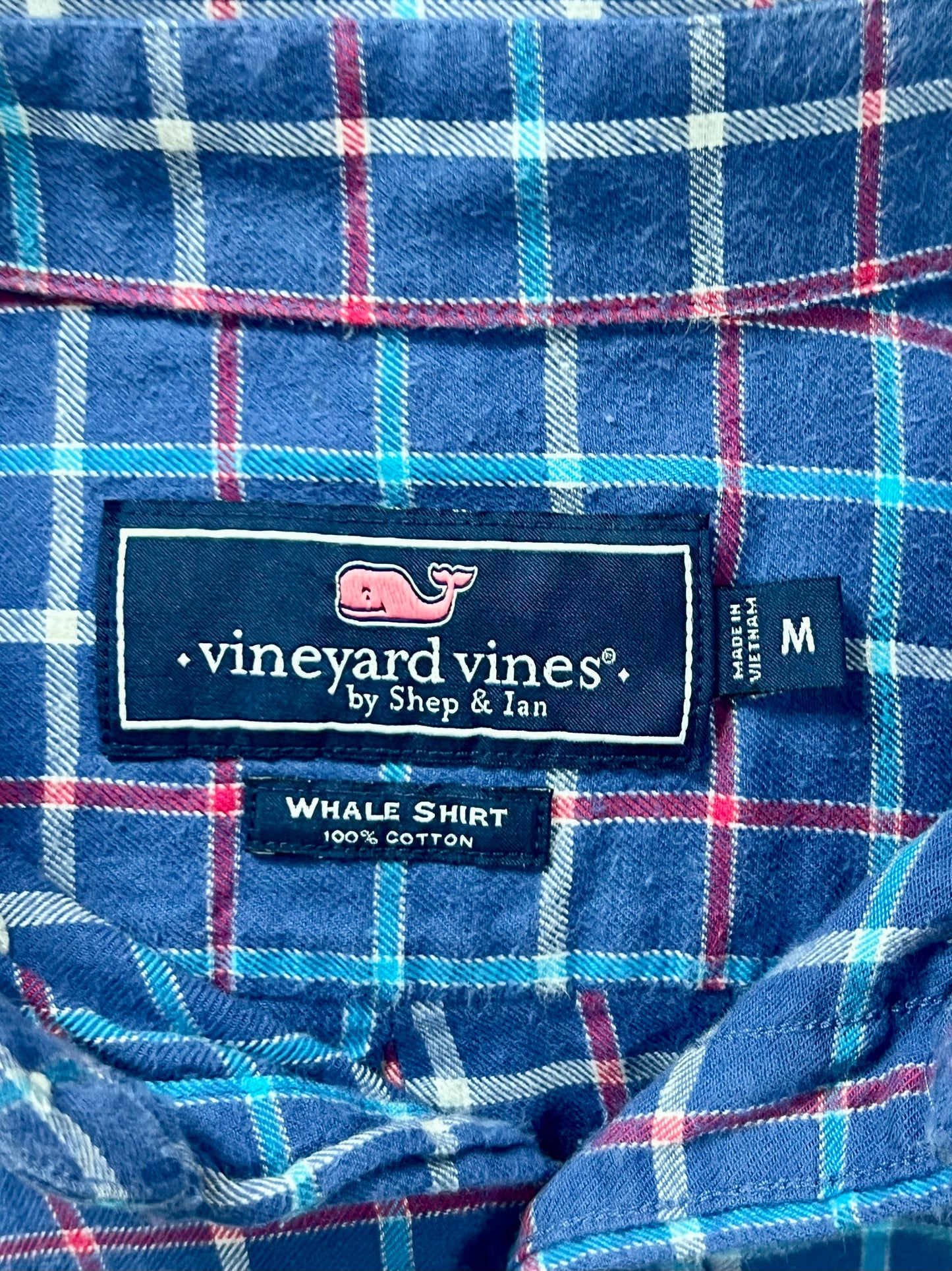 Camisa Vineyard Vines 🐳 color azul de cuadros en color rojo, turquesa y blanco Talla M Entalle Regular