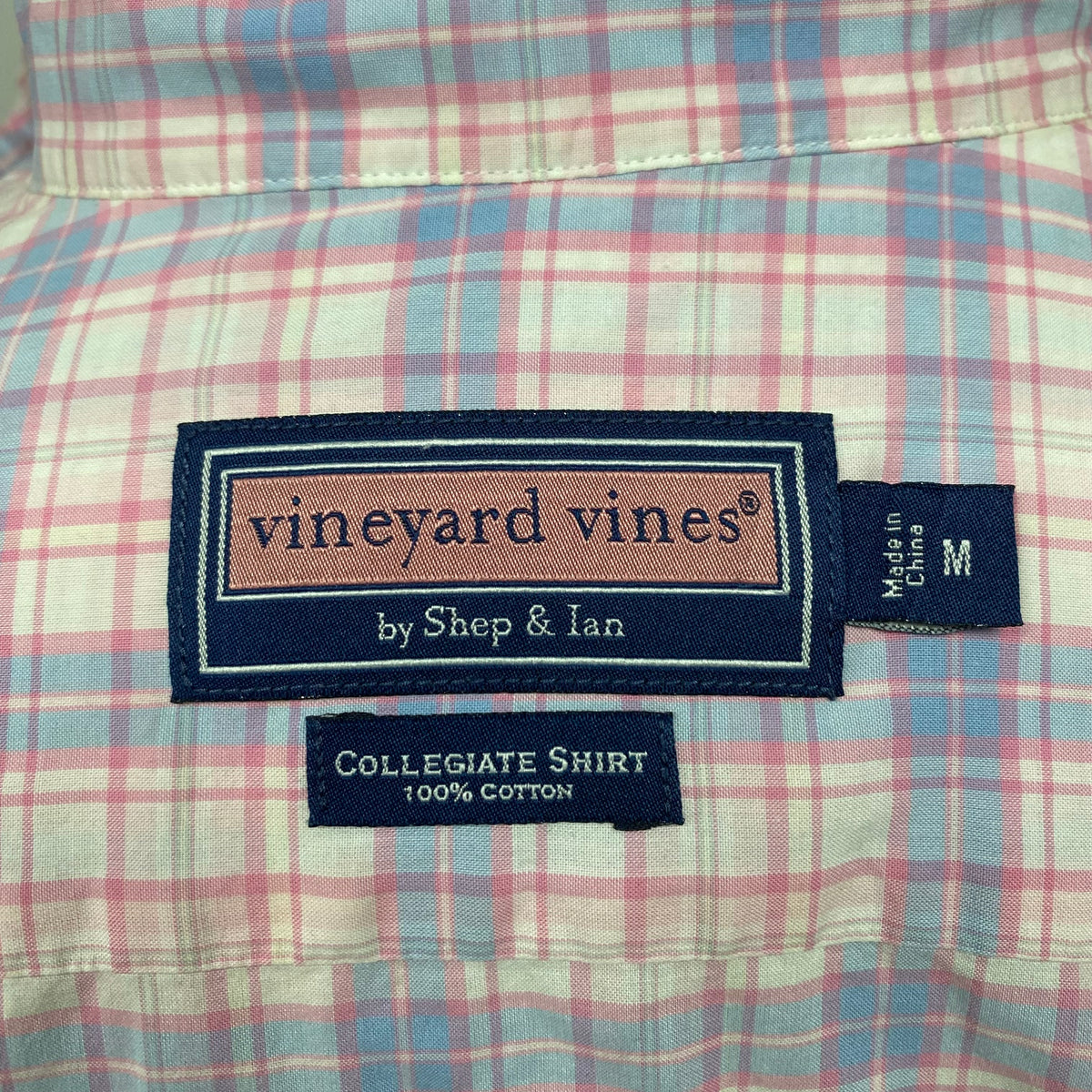 Camisa de botones Vineyard Vines 🐳 de cuadros en color rosado y celeste Talla L Entalle Regular