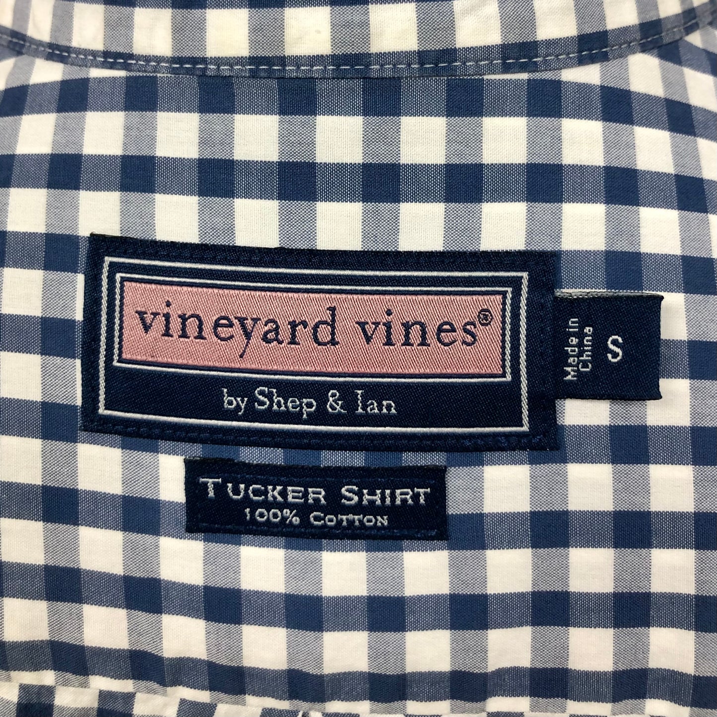 Camisa de botones Vineyard Vines 🐳 de cuadros en color azul, y blanco Talla M Entalle Regular (ver descripción)