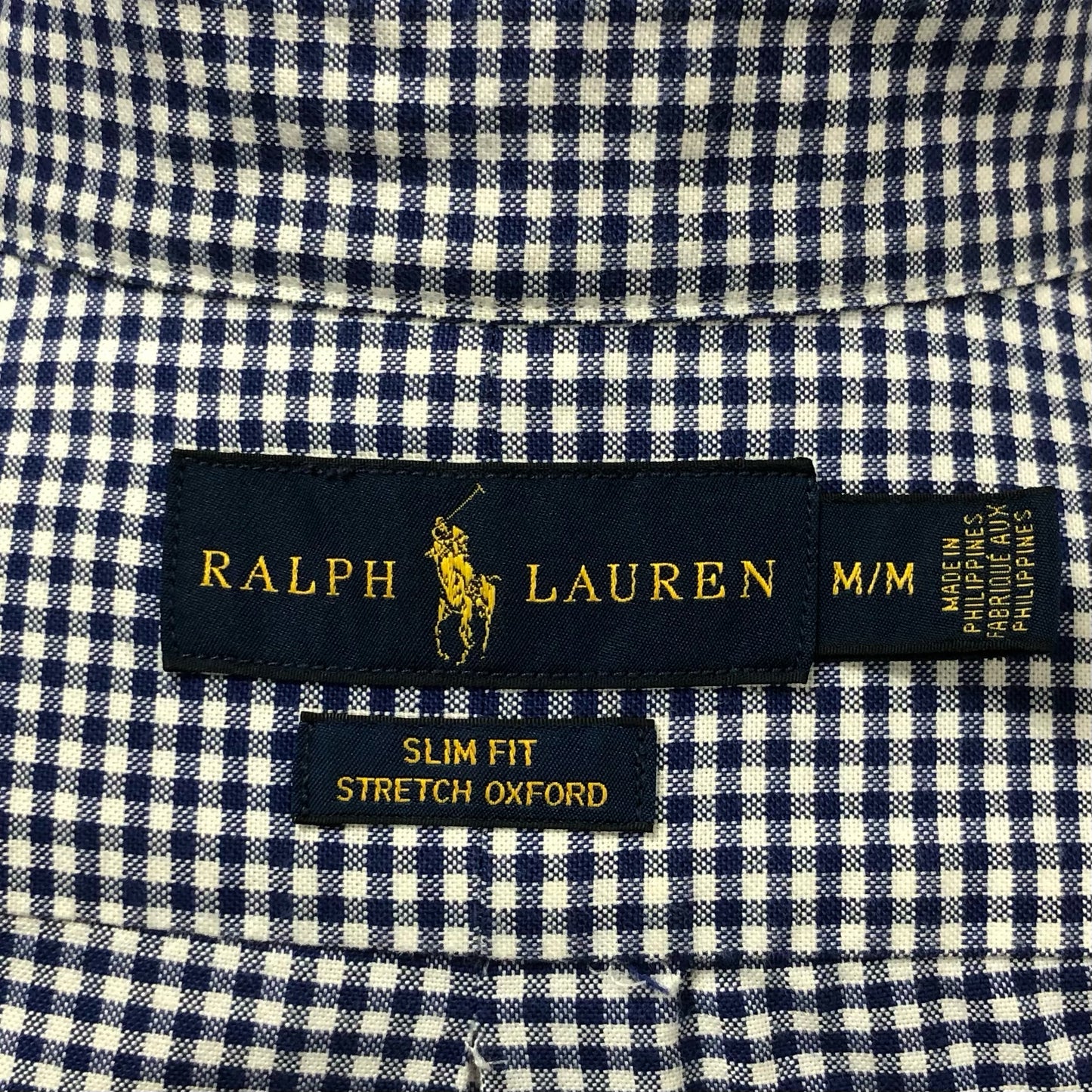 Camisa Polo Ralph Lauren 🏇🏼 Oxford con patron de cuadros gingham azul y blanco Talla M Entalle Slim Fit