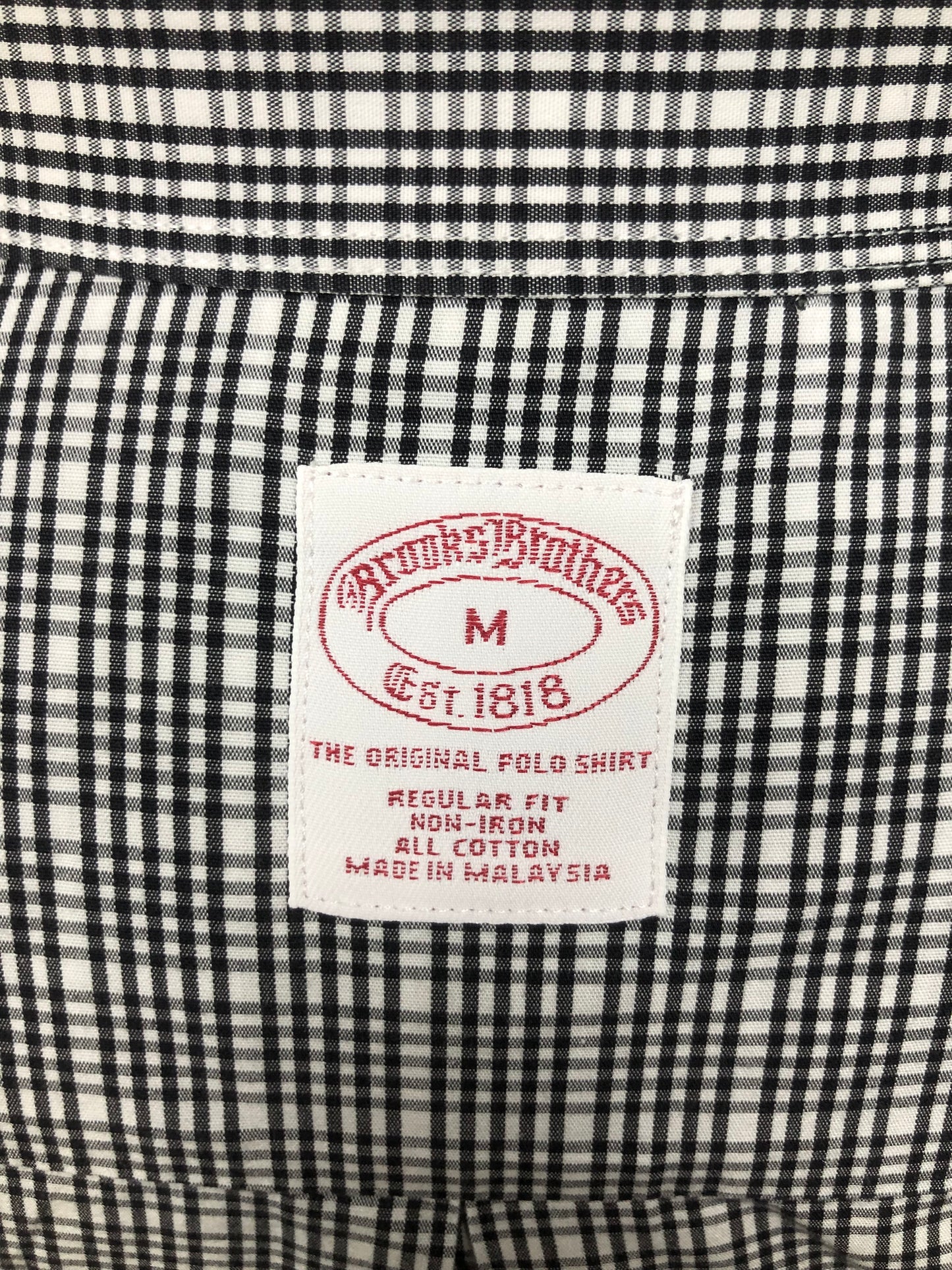 Camisa Brooks Brothers 🐑 color blanco con cuadros en negro Talla L Entalle Regular