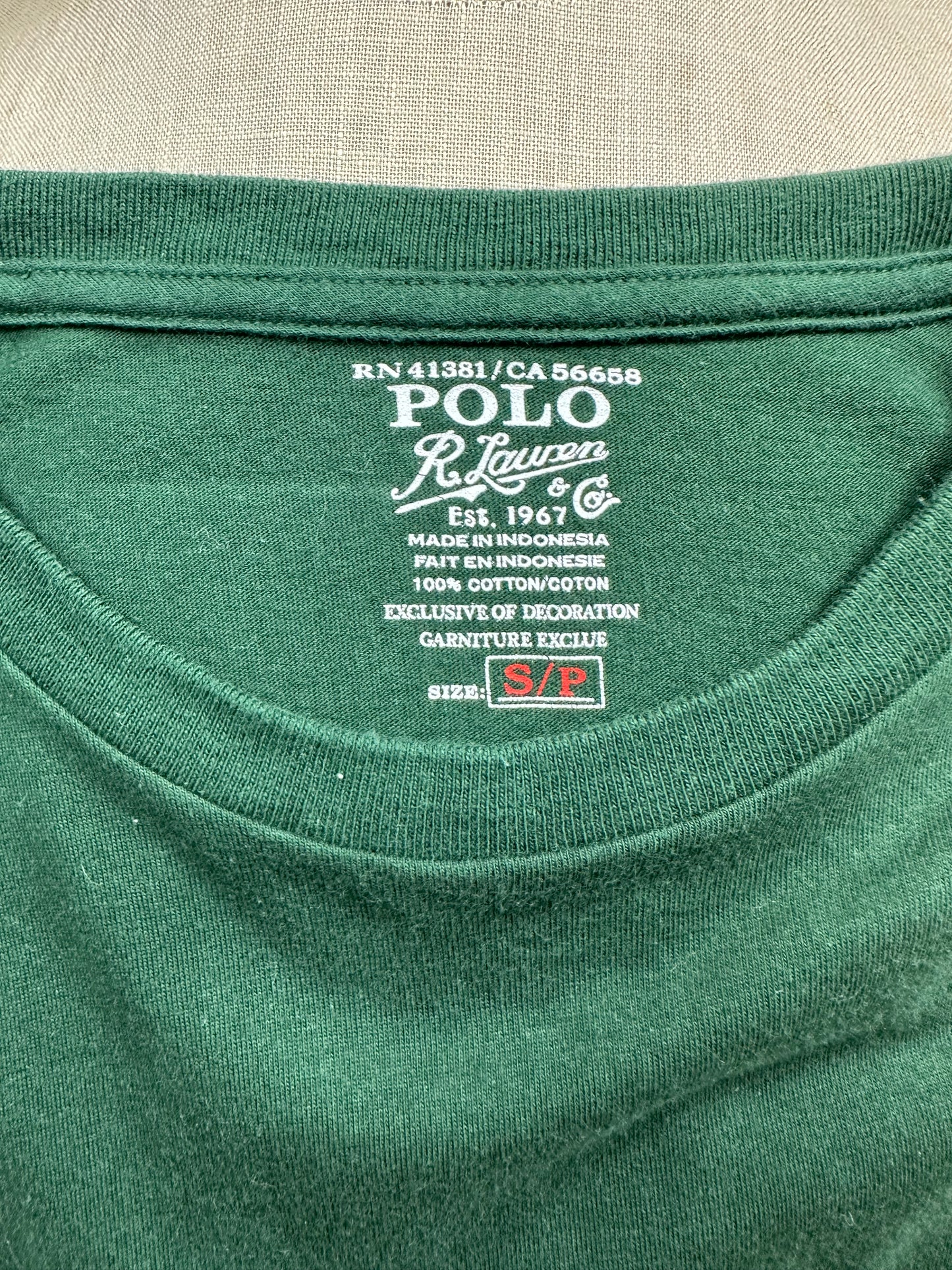 Camiseta cuello redondo Polo Ralph Lauren 🏇🏼 color verde oscuro Talla S Entalle Regular