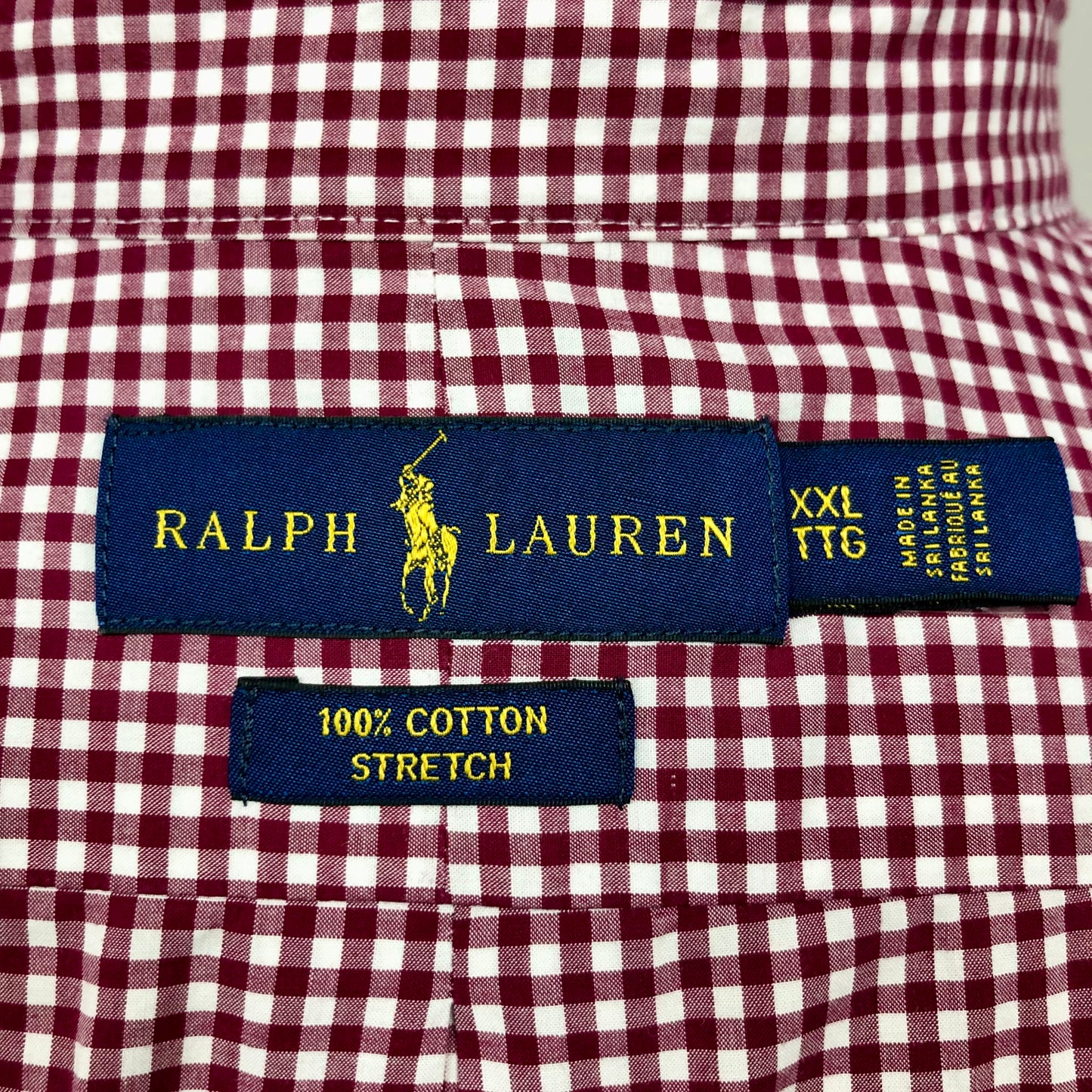 Camisa Polo Ralph Lauren 🏇🏼 con patron de cuadros gingham rojo y blanco Talla XXL Entalle Regular