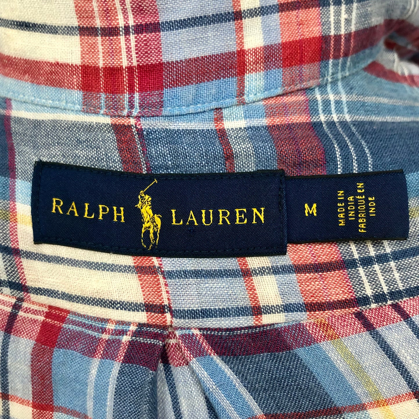 Camisa Polo Ralph Lauren 🏇🏼 de lino con cuadros azul, rojo y blanco Talla M Entalle Regular