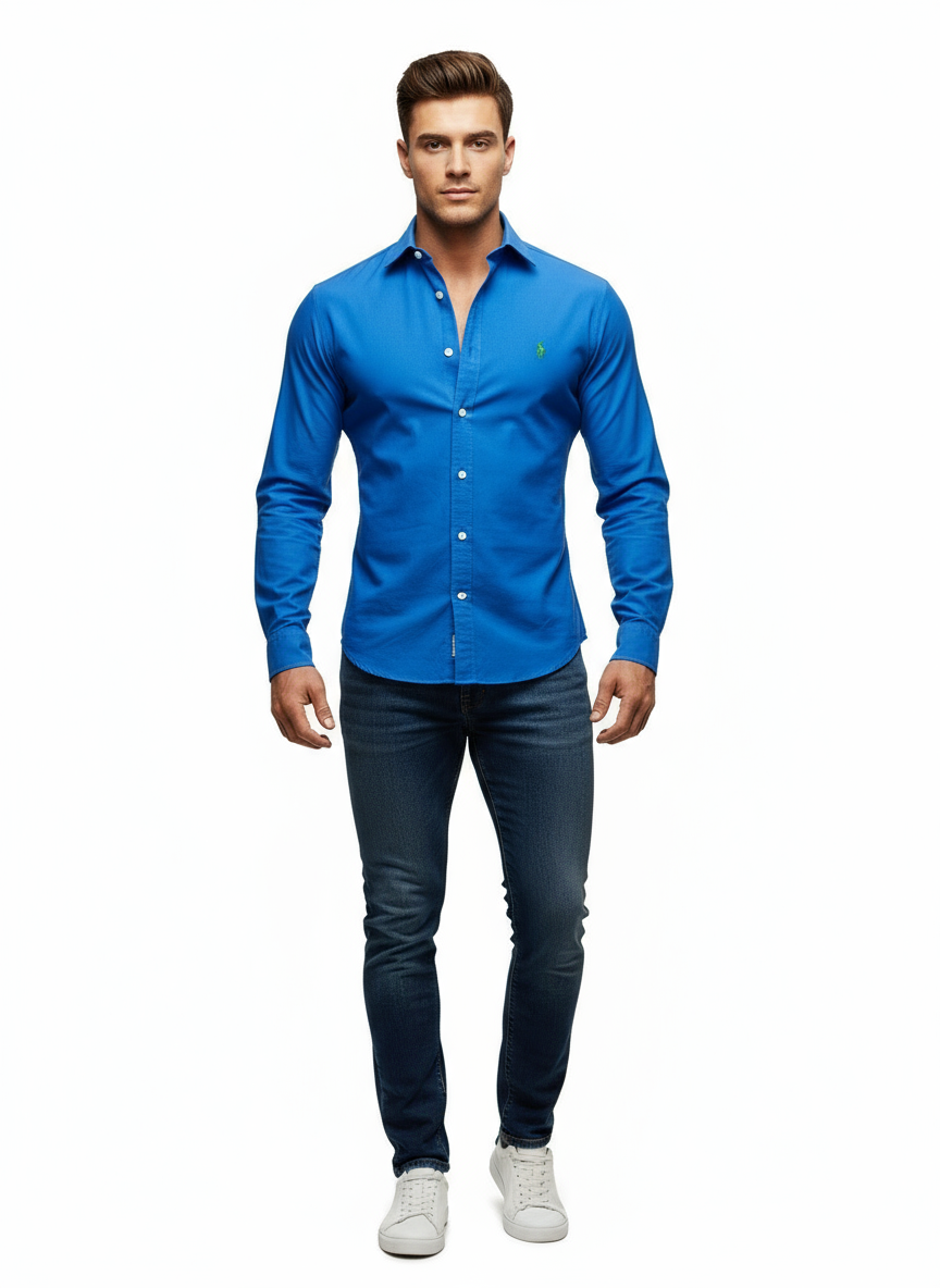 Camisa de botones Polo Ralph Lauren 🏇🏼 Oxford en color azul Talla M Entalle Regular