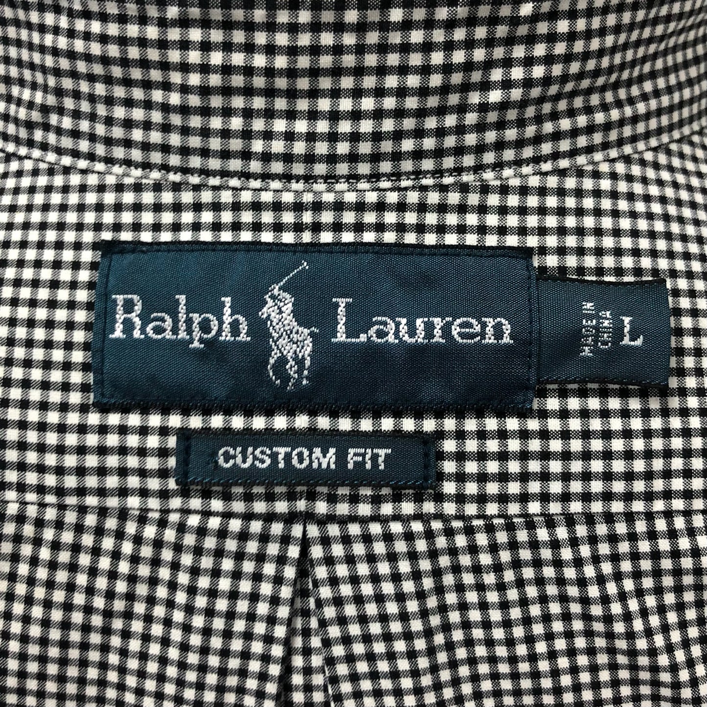 Camisa Polo Ralph Lauren 🏇🏼 con patron de cuadros gingham negro y blanco Talla L Entalle Custom Fit