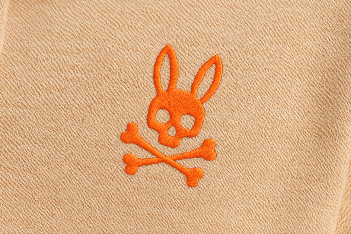 Sueter Jersey con capucha Psycho Bunny 🐰 color naranja claro Talla L Entalle Regular