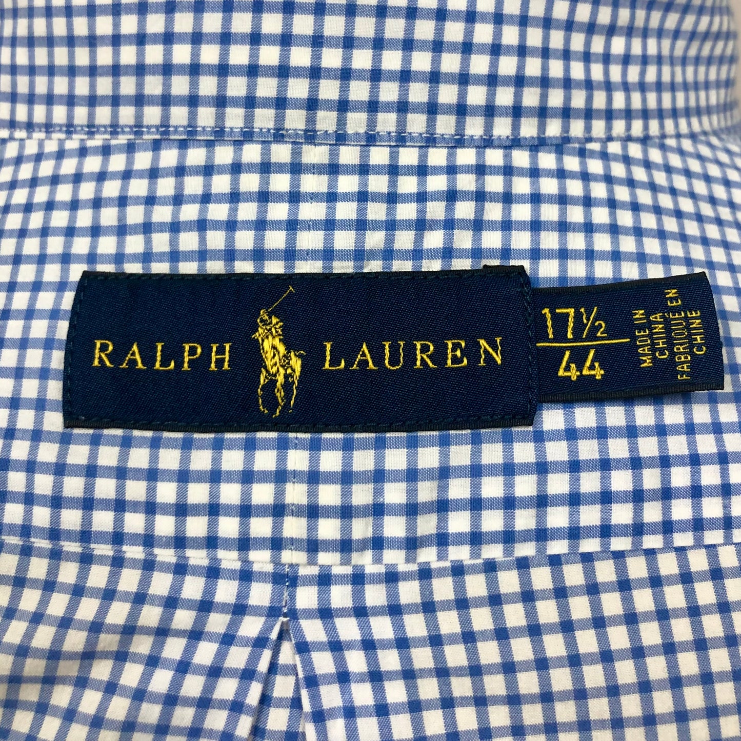 Camisa Polo Ralph Lauren 🏇🏼 color blanco con patron de cuadros en celeste Talla XL Entalle Regular