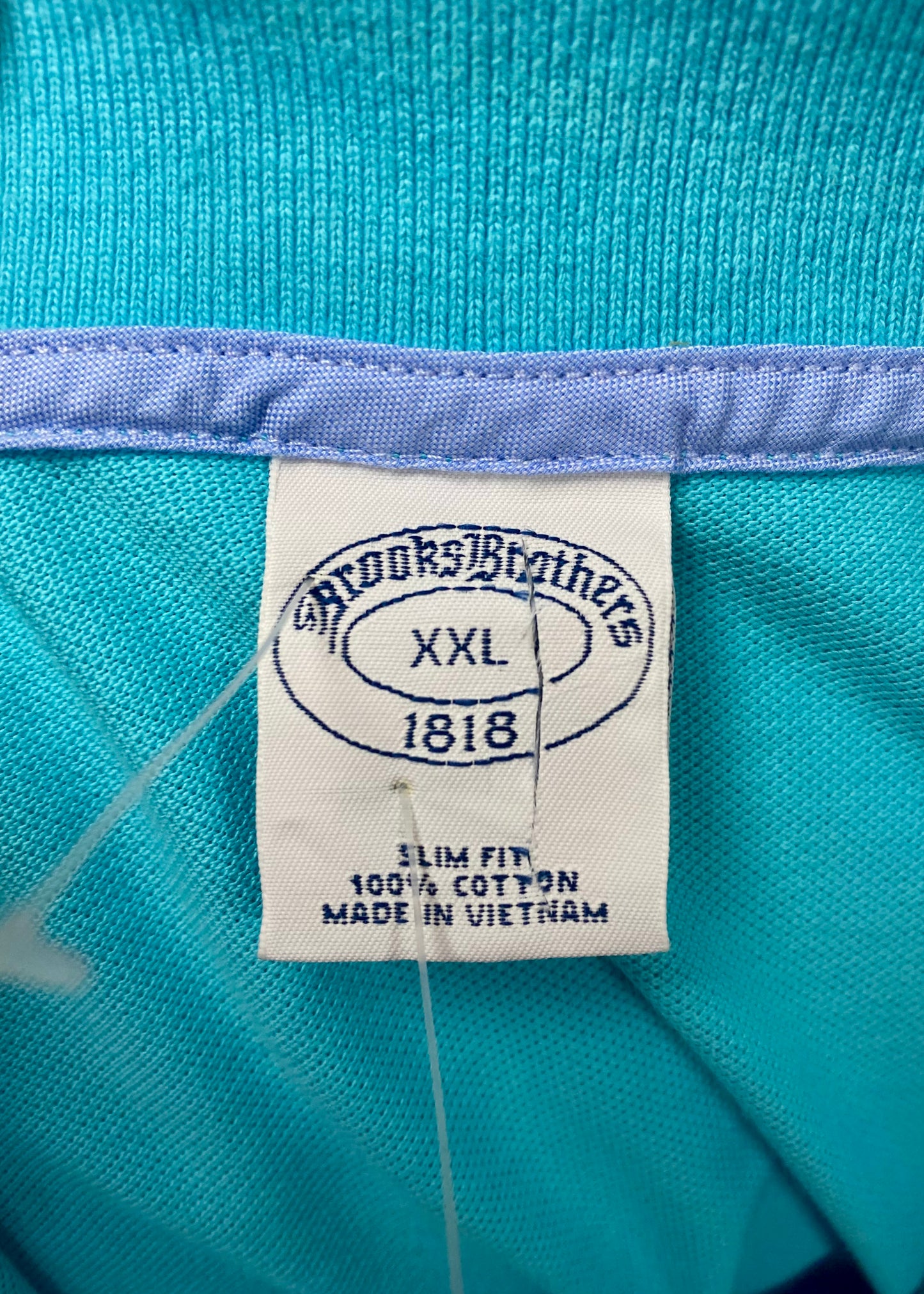 Camiseta Polo Brooks Brothers 🐑 color turquesa intenso Talla XXL Entalle Slim Fit
