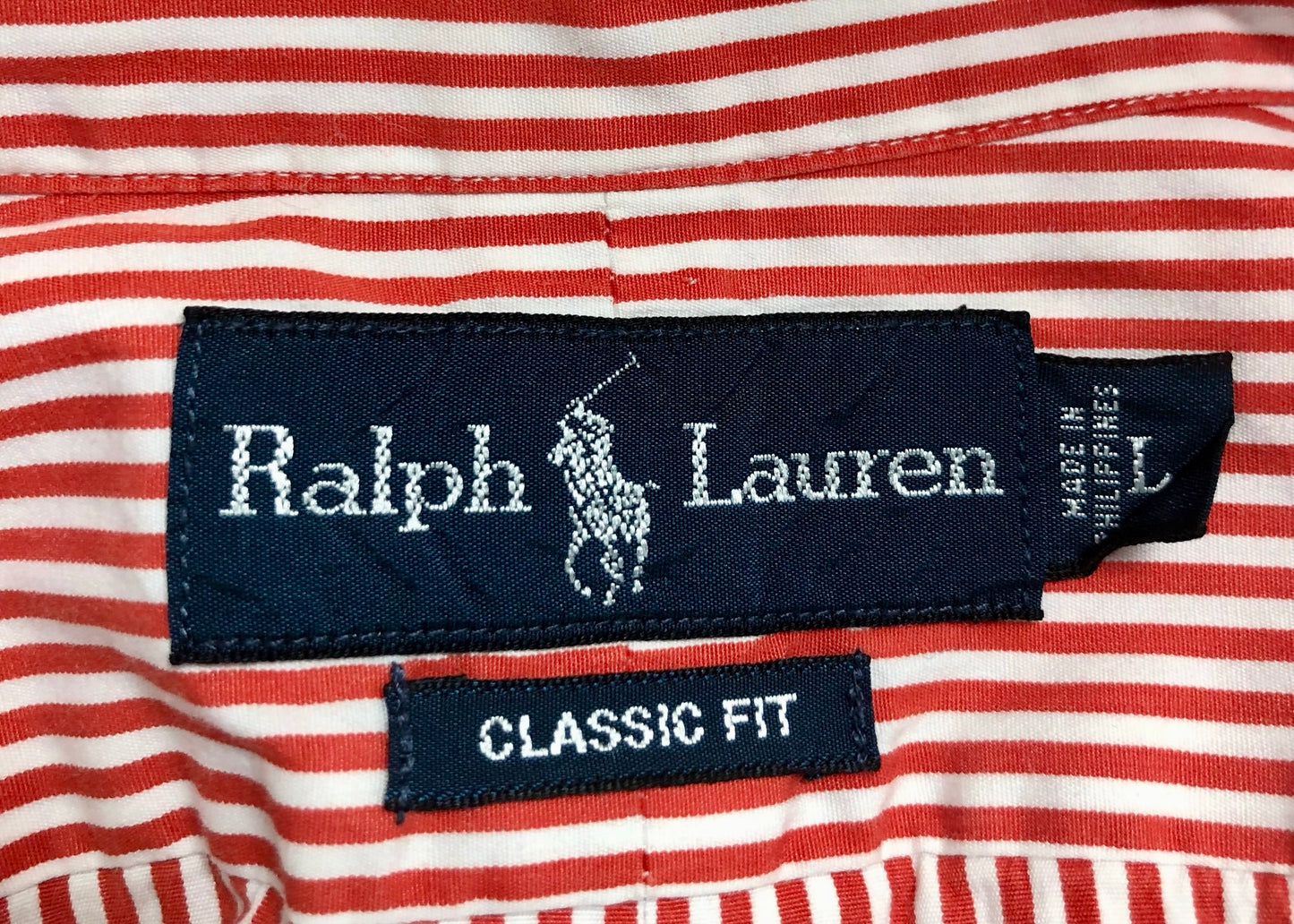 Camisa de botones Polo Ralph Lauren 🏇🏼 de rayas en color naranja y blanco Talla L Entalle Clásico