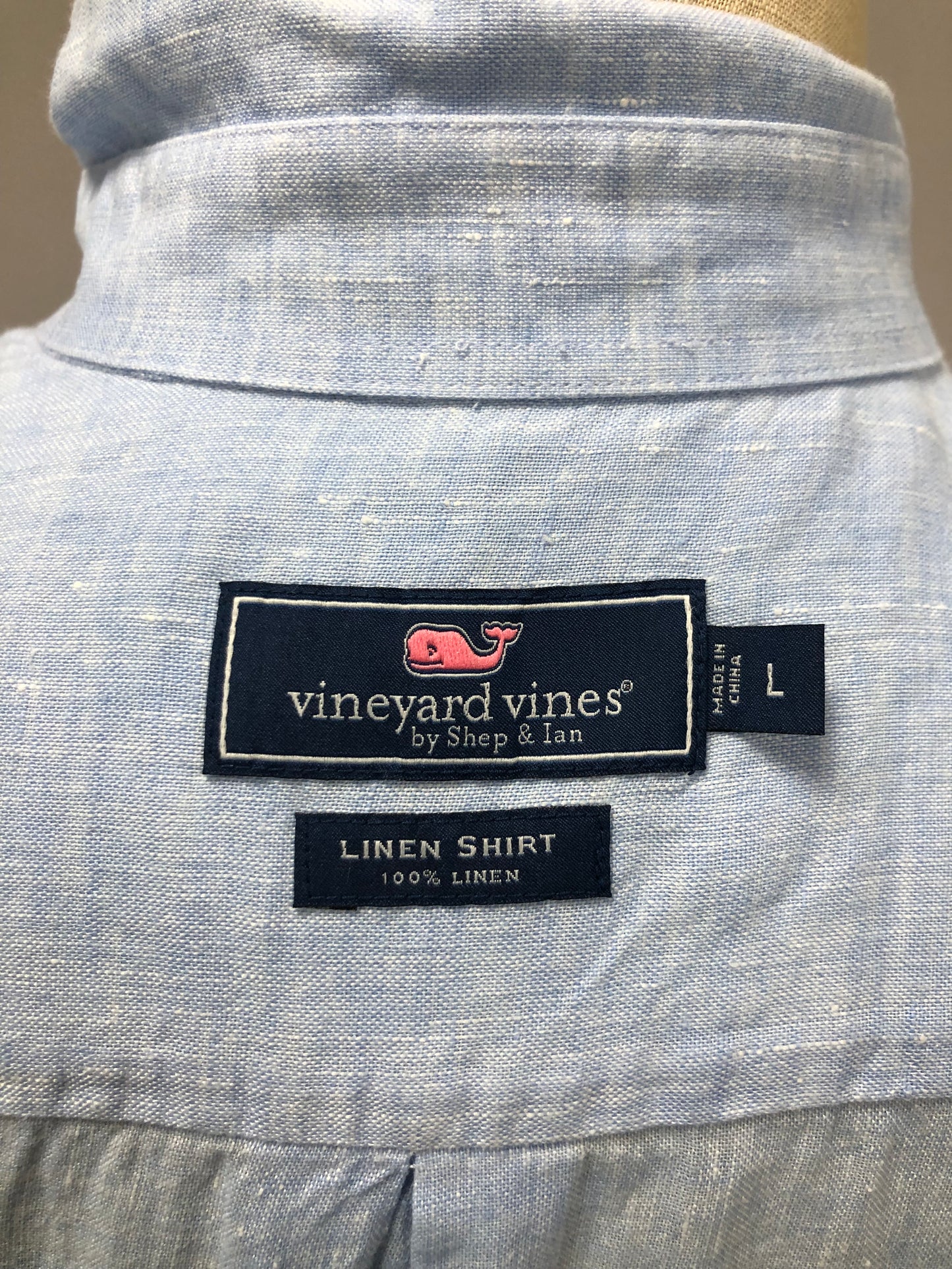 Camisa de cuadros Vineyard Vines 🐳 de lino en color celeste claro Talla L Entalle Regular