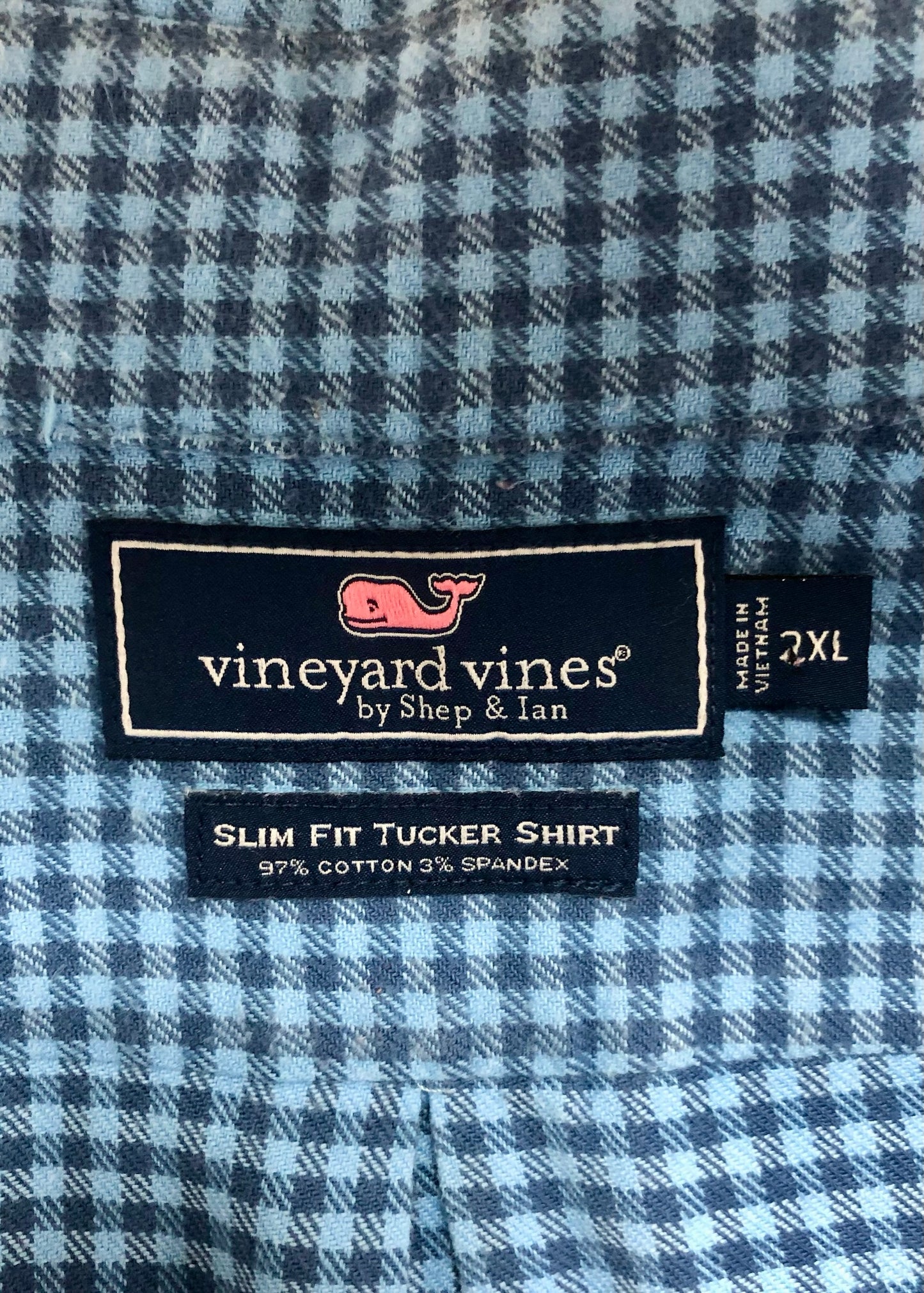 Camisa de cuadros Vineyard Vines 🐳 de cuadros en color Celeste y azul Talla XXL Entalle Slim Fit