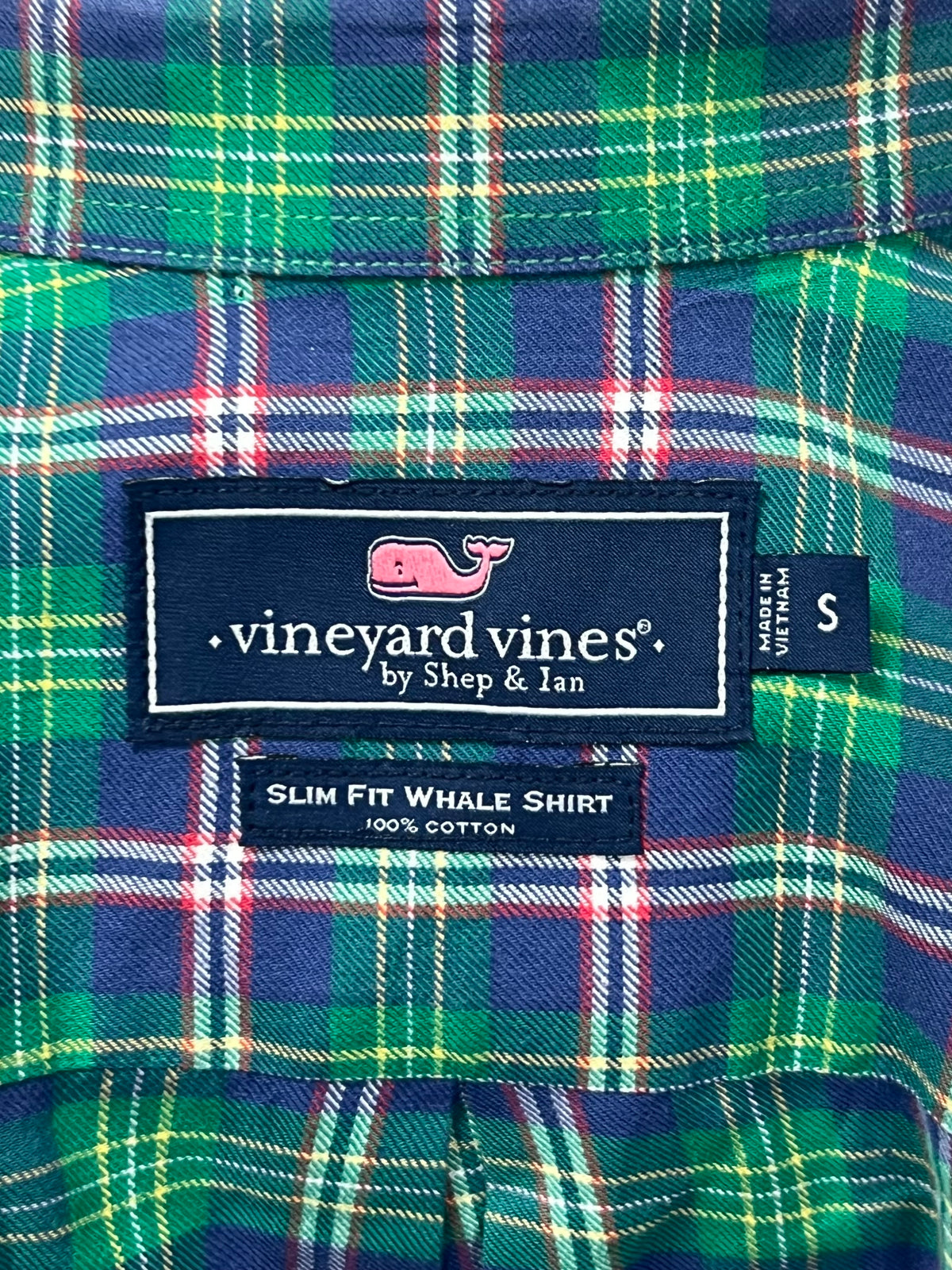 Camisa de botones Vineyard Vines 🐳 de cuadros en color azul, verde, rojo y blanco Talla S Entalle Slim Fit